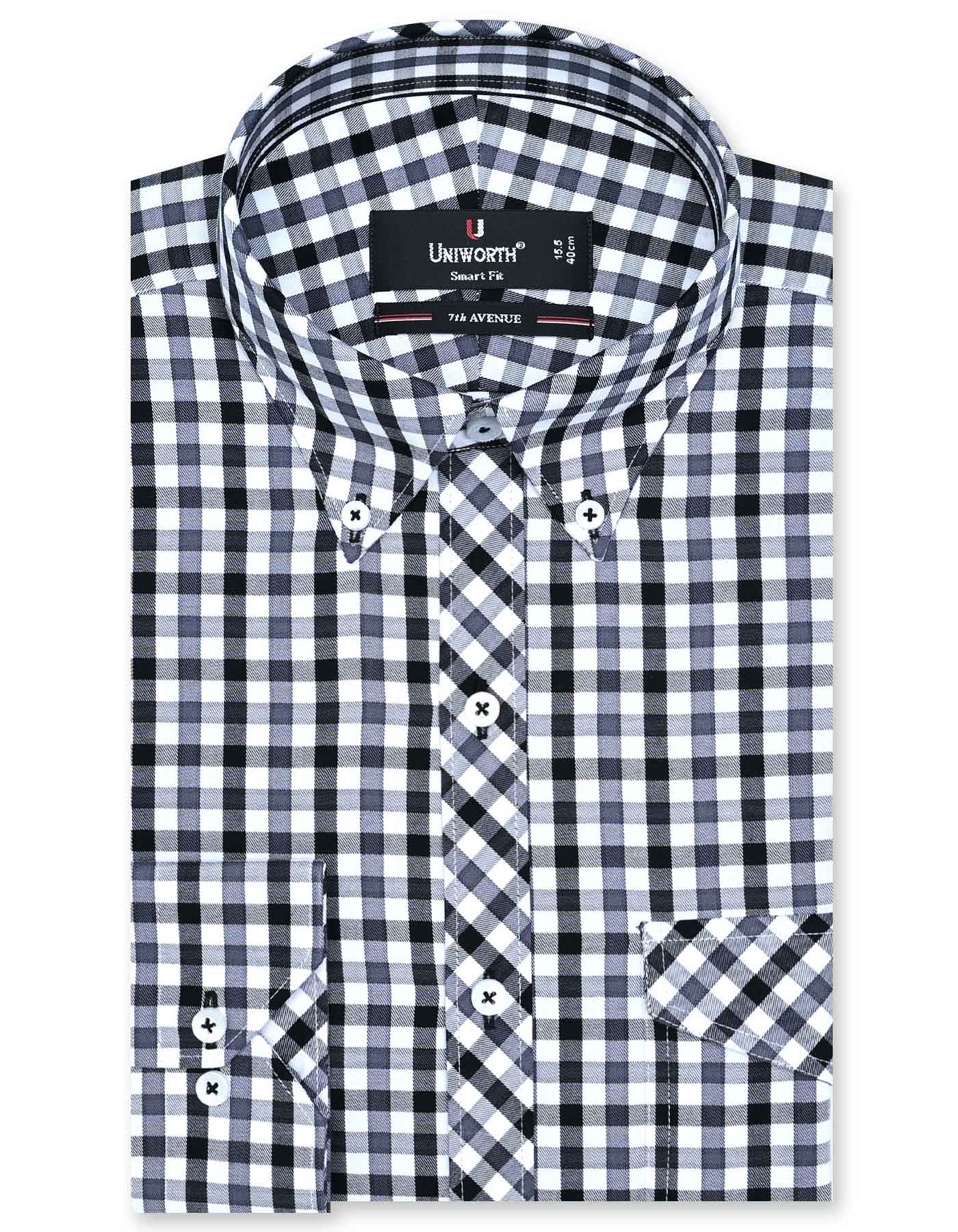 Check Black Tailored Smart Fit Shirt FS1111SF-14.5
