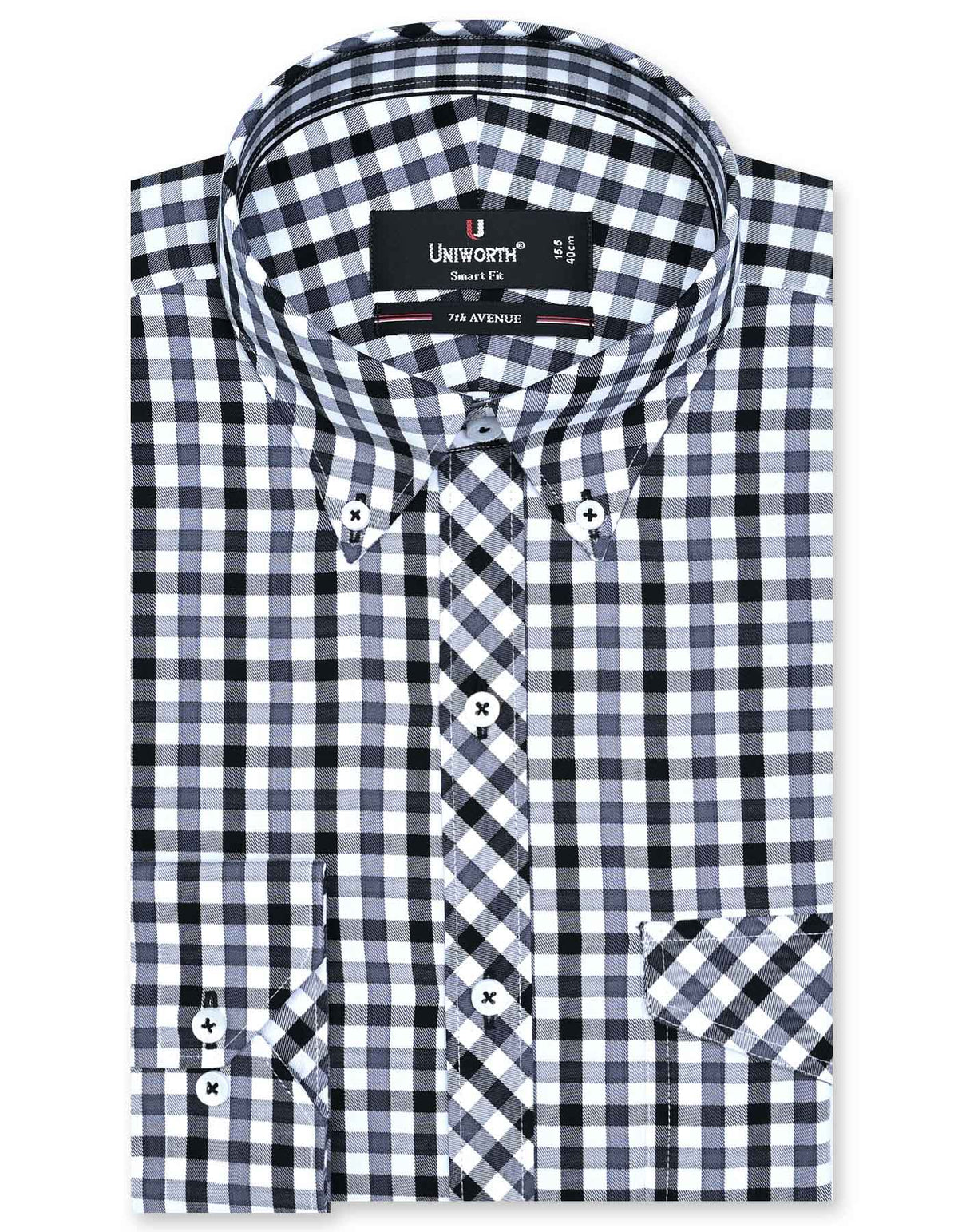 Check Black Tailored Smart Fit Shirt FS1111SF-14.5
