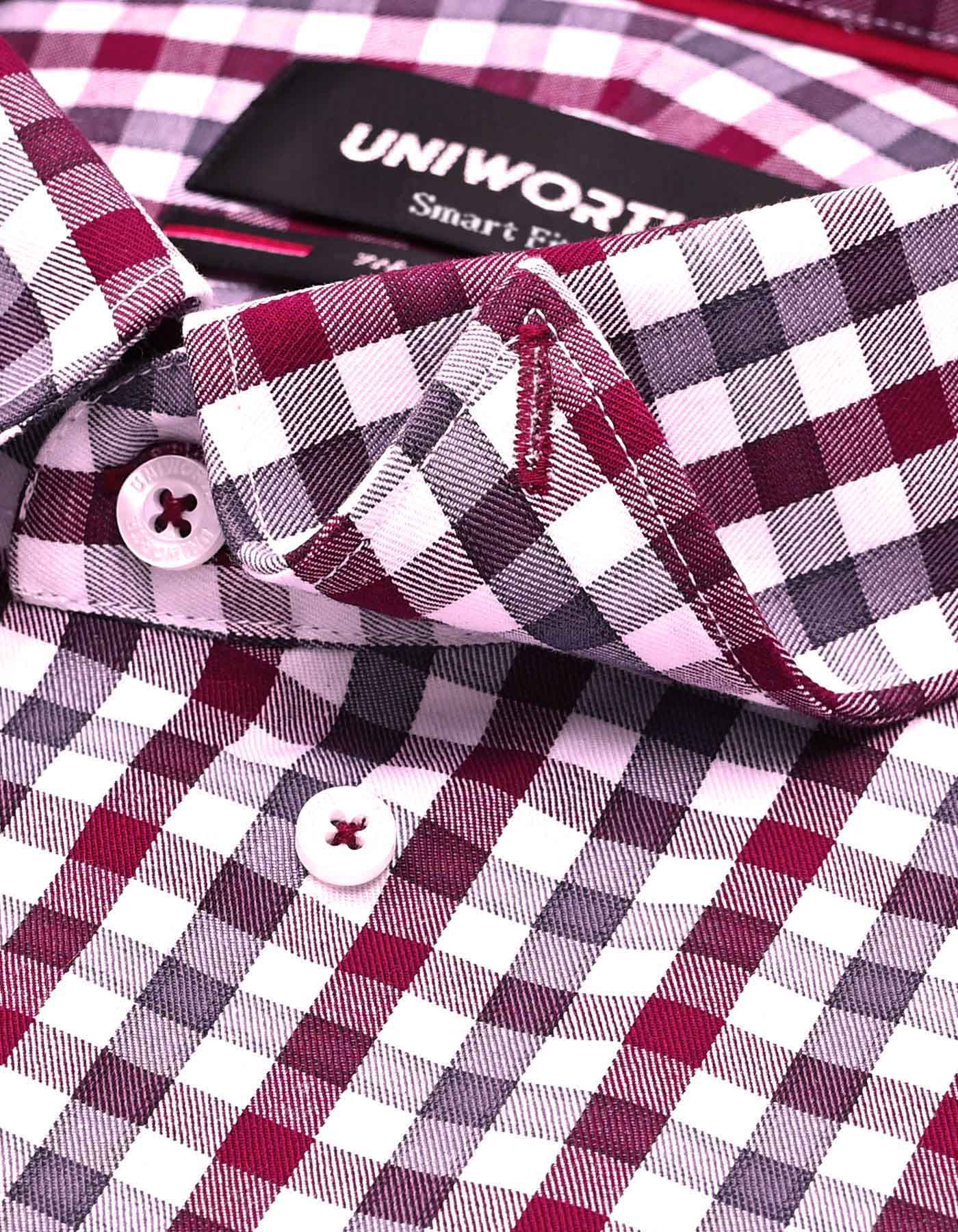 Check Maroon Tailored Smart Fit Shirt FS1112-1SF-15.5