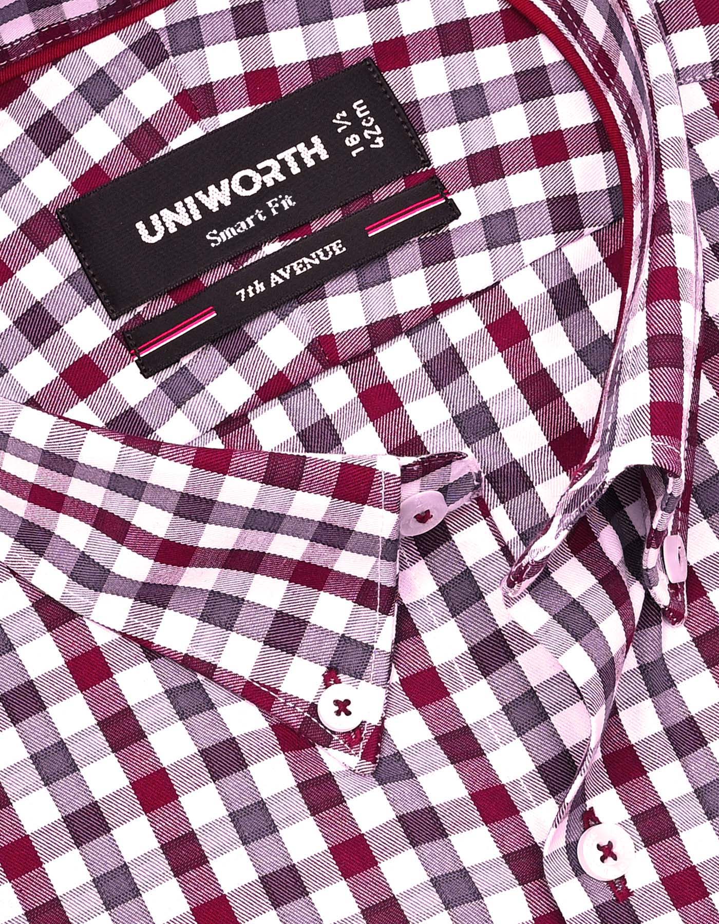 Check Maroon Tailored Smart Fit Shirt FS1112-1SF-15