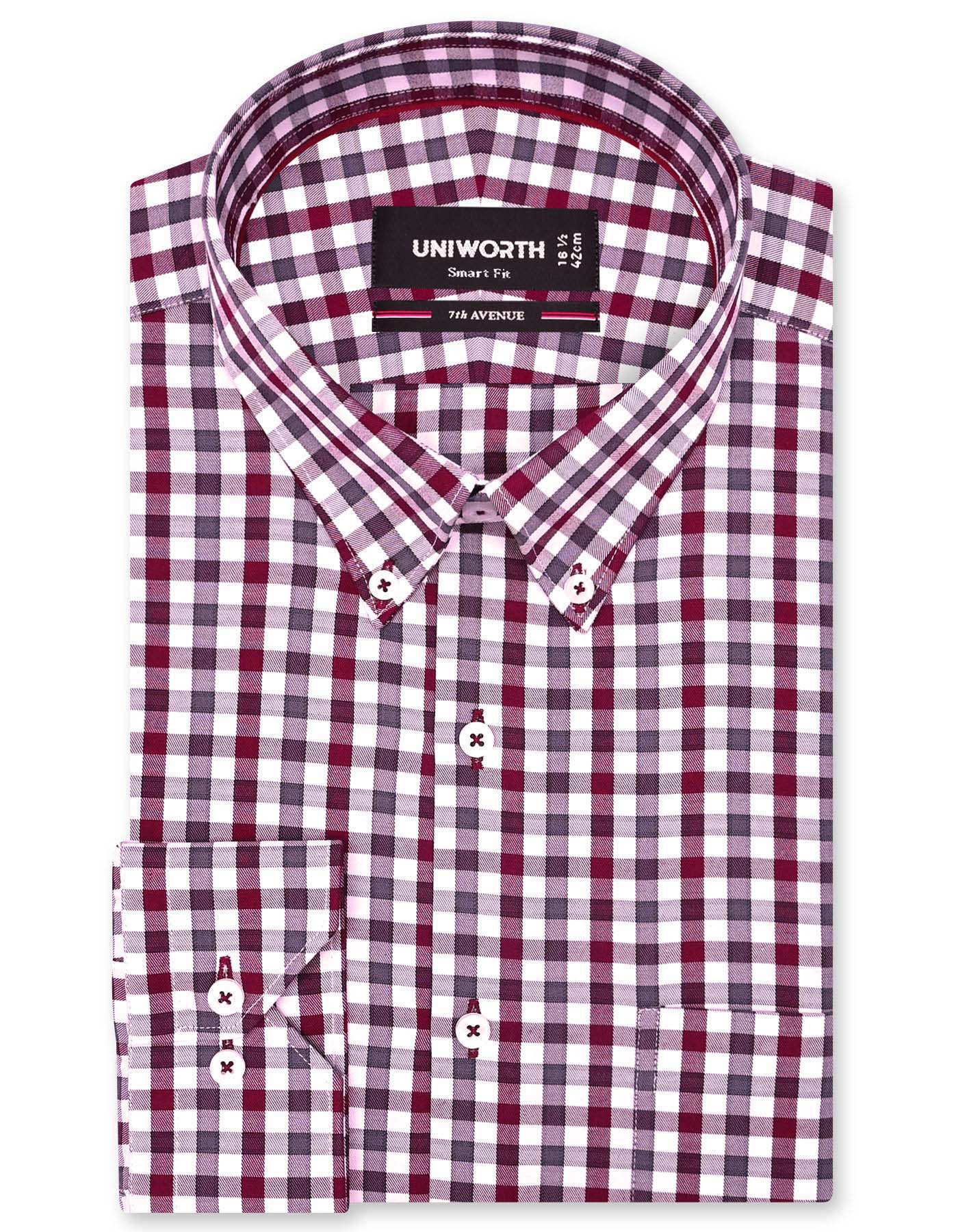 Check Maroon Tailored Smart Fit Shirt FS1112-1SF-14.5