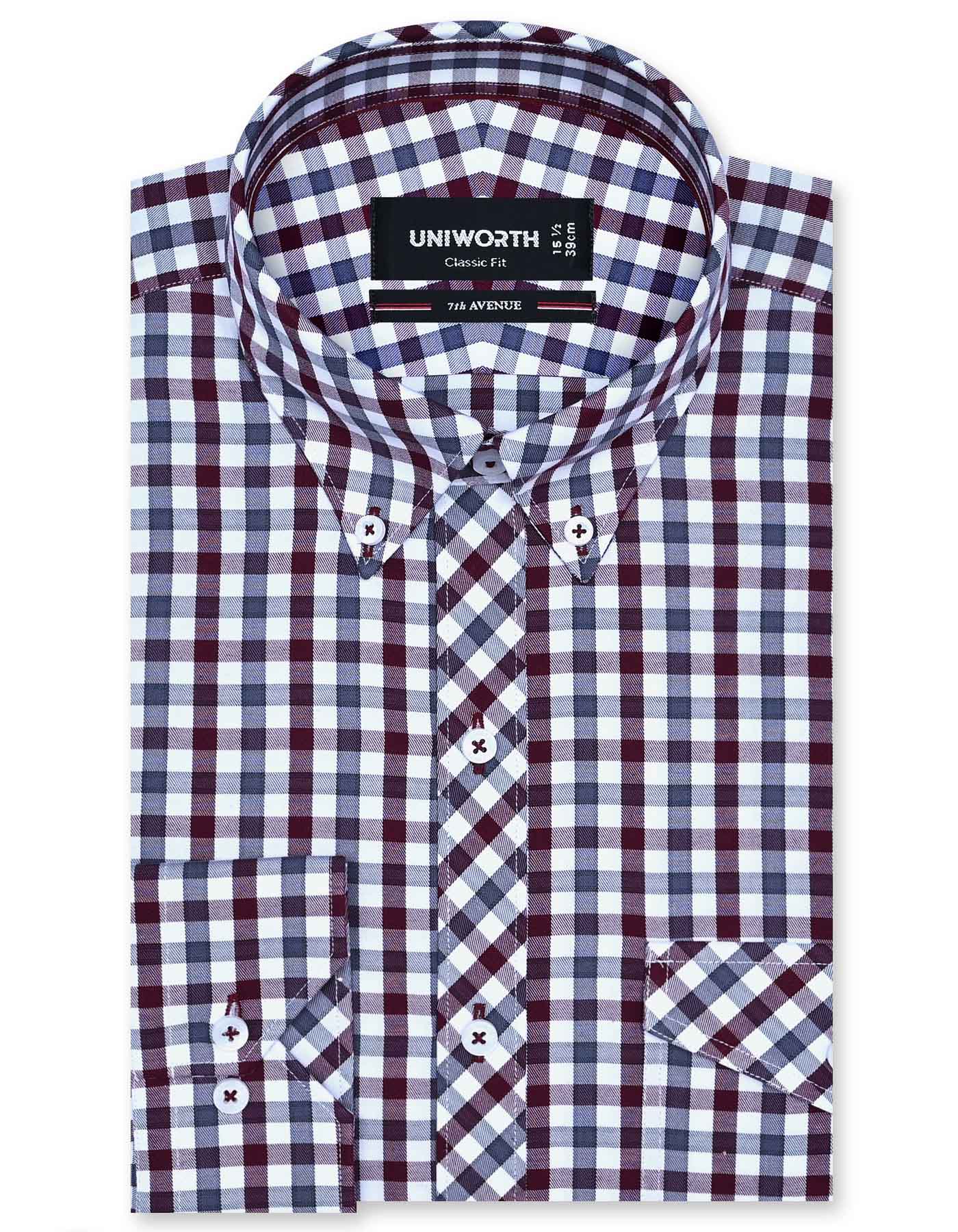 Check Maroon Classic Fit Shirt FS1112RF-14.5