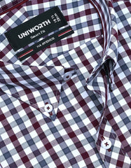 Check Maroon Tailored Smart Fit Shirt FS1112SF-15