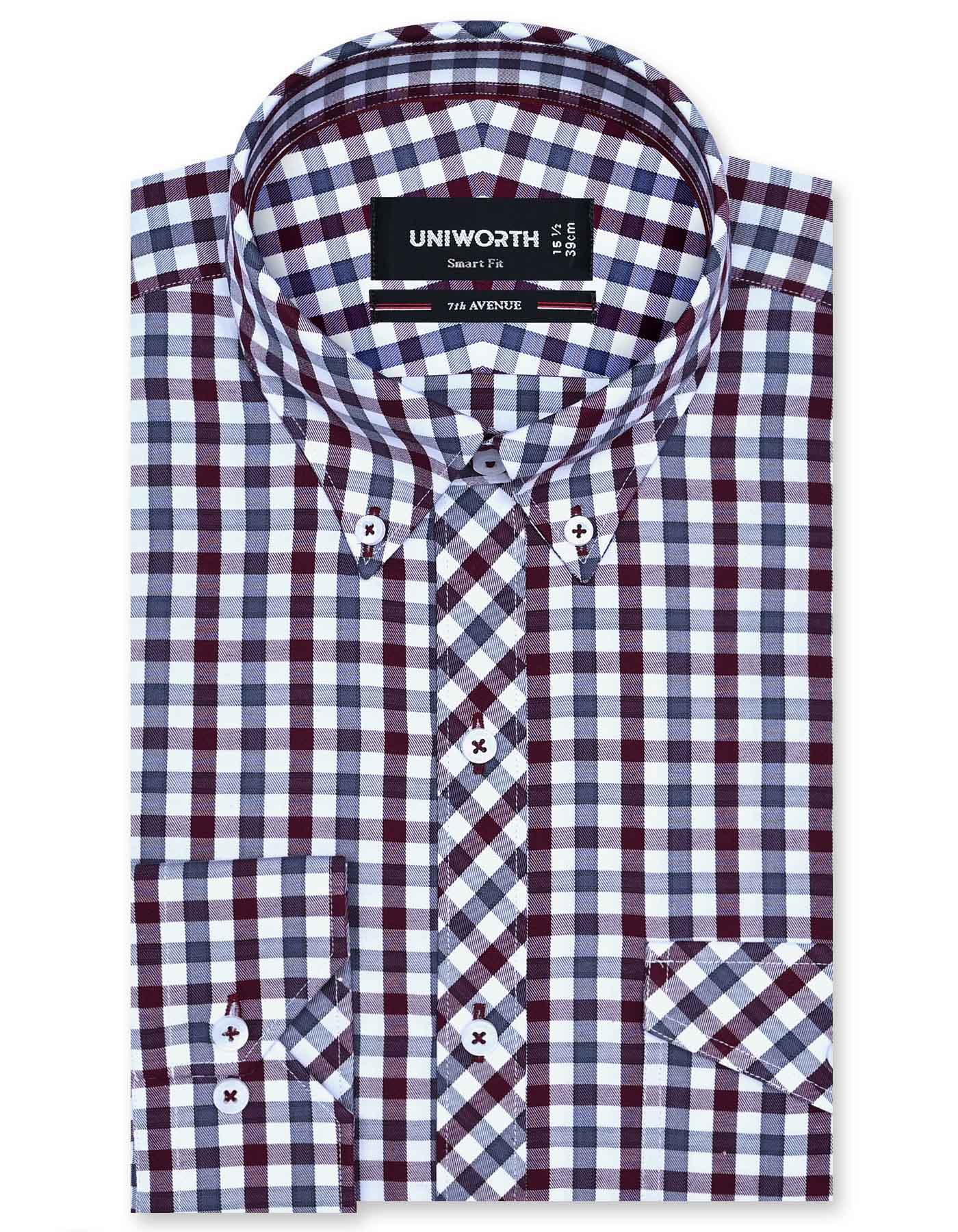 Check Maroon Tailored Smart Fit Shirt FS1112SF-14.5
