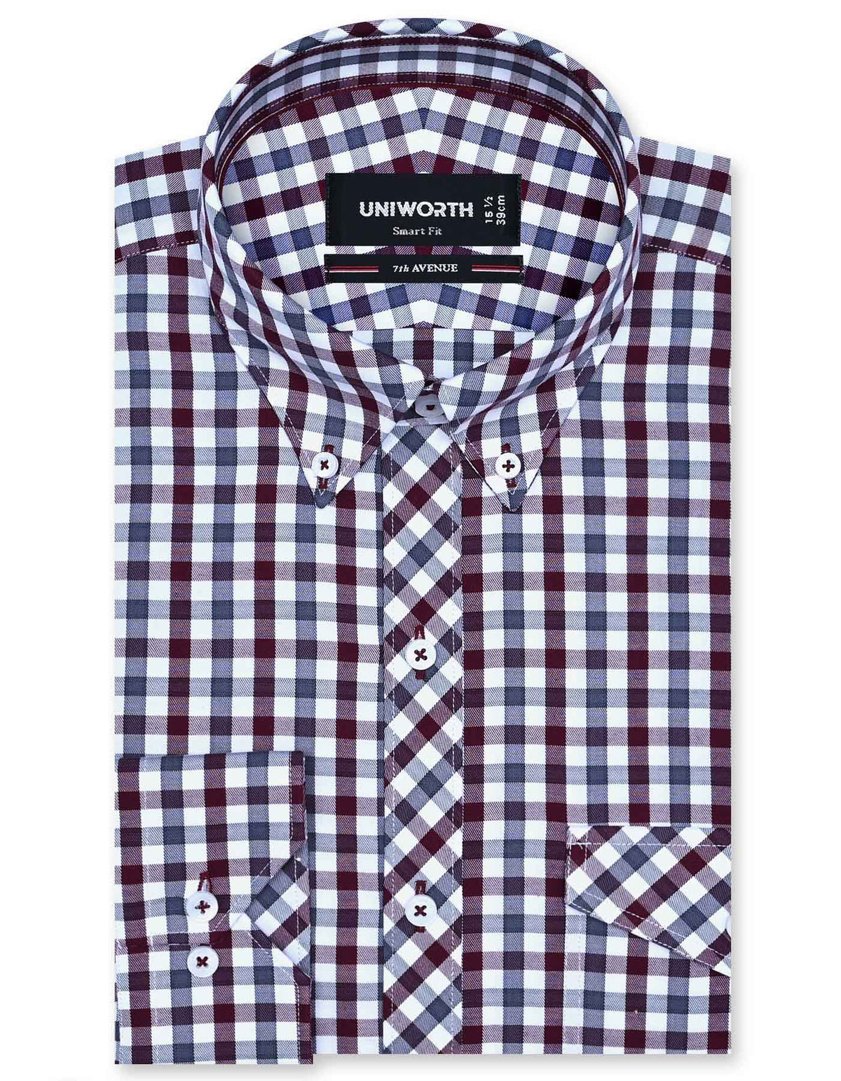 Check Maroon Tailored Smart Fit Shirt FS1112SF-14.5