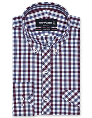 Check Maroon Tailored Smart Fit Shirt FS1112SF-14.5