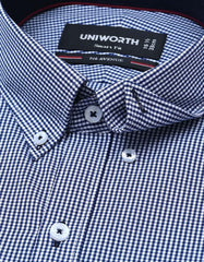 Check Navy Tailored Smart Fit Shirt FS1113SF-15.5