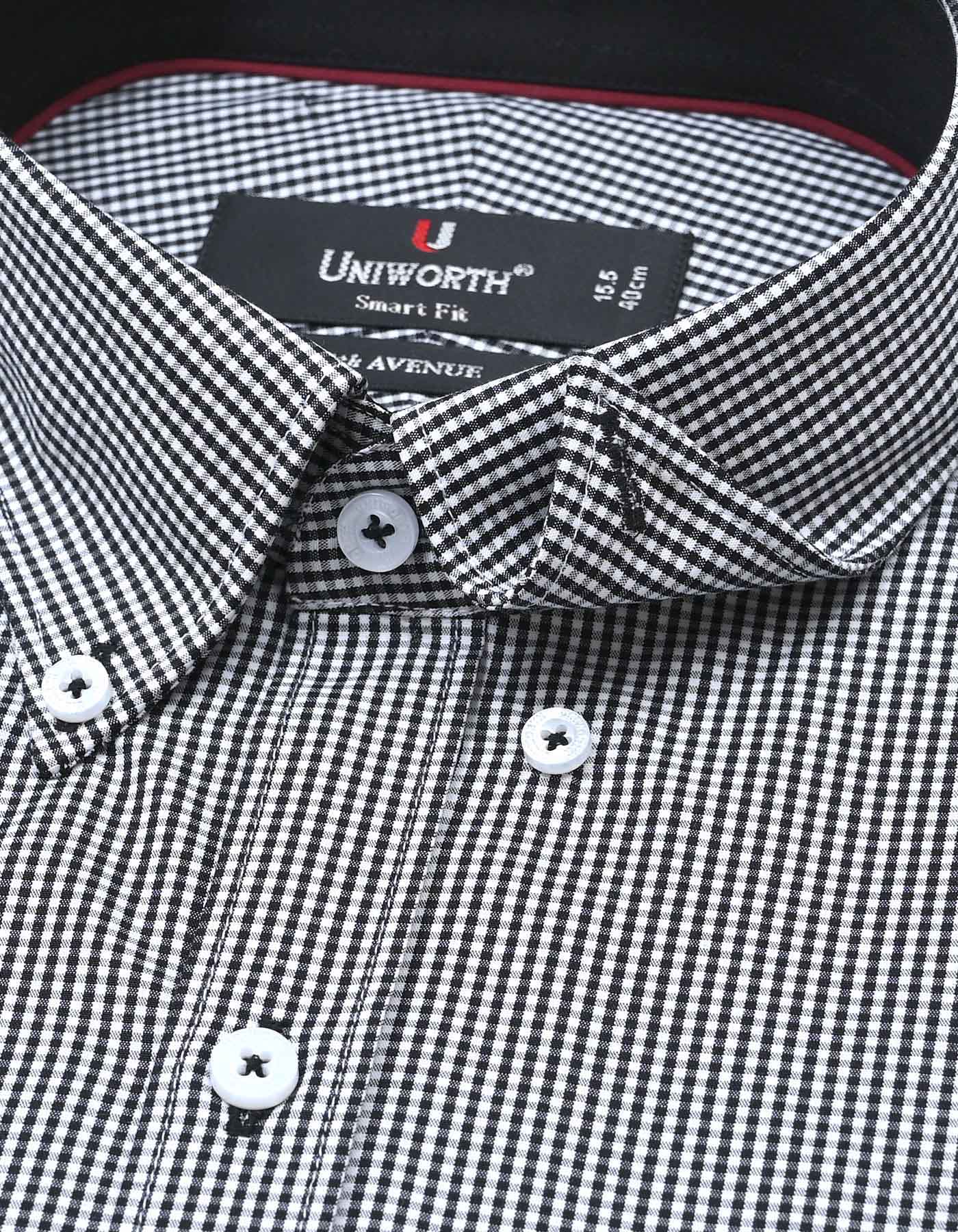 Check Black Tailored Smart Fit Shirt FS1114SF-15.5