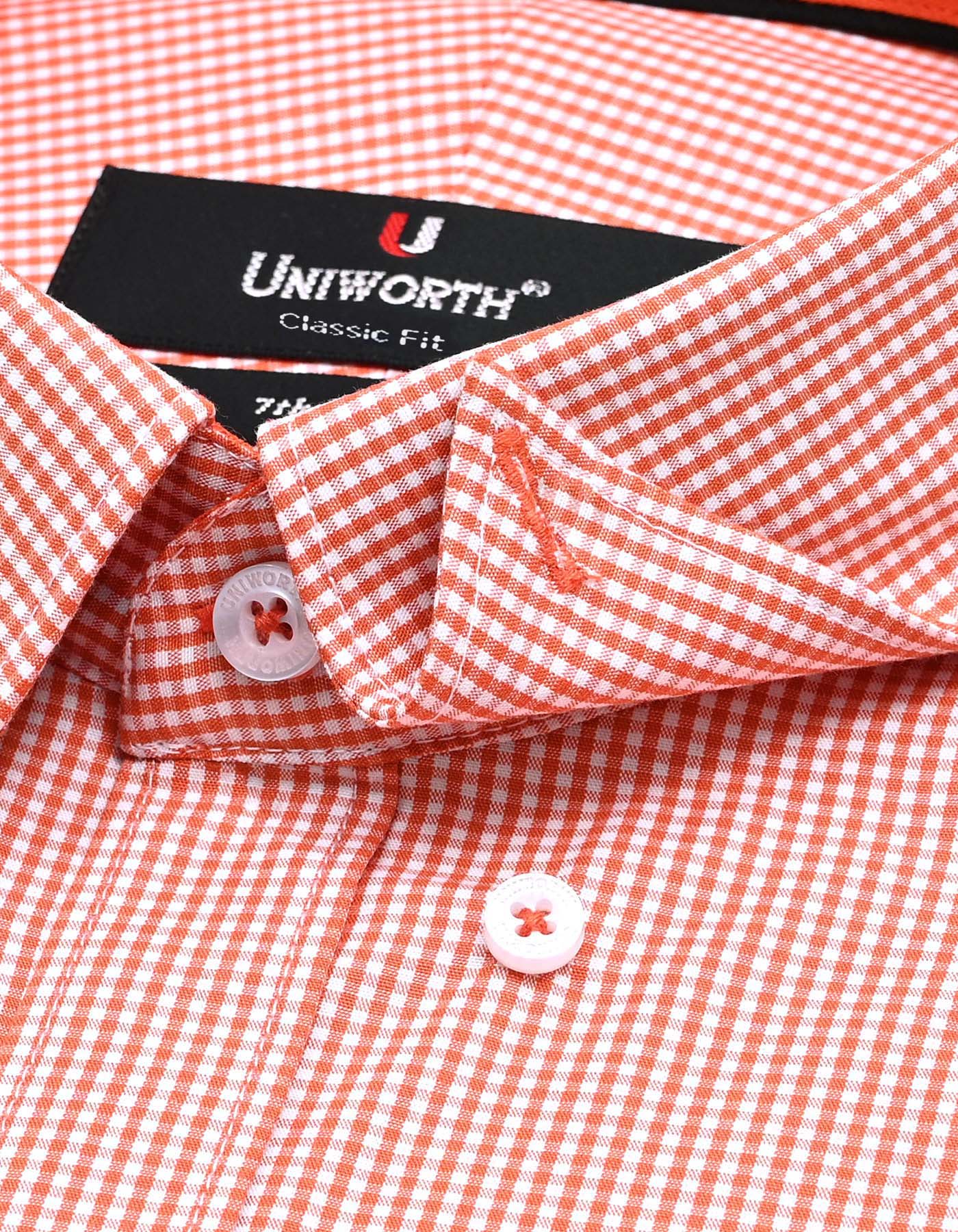 Check Orange Classic Fit Shirt FS1115RF-15.5