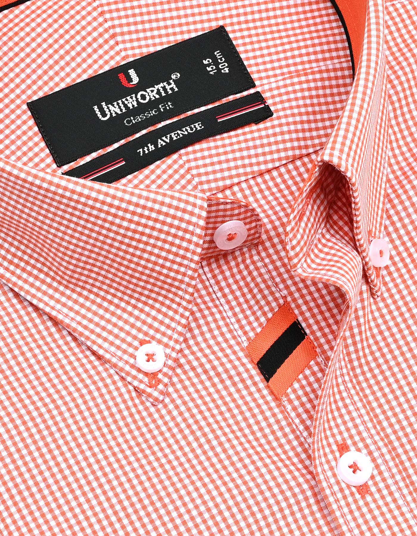 Check Orange Classic Fit Shirt FS1115RF-15