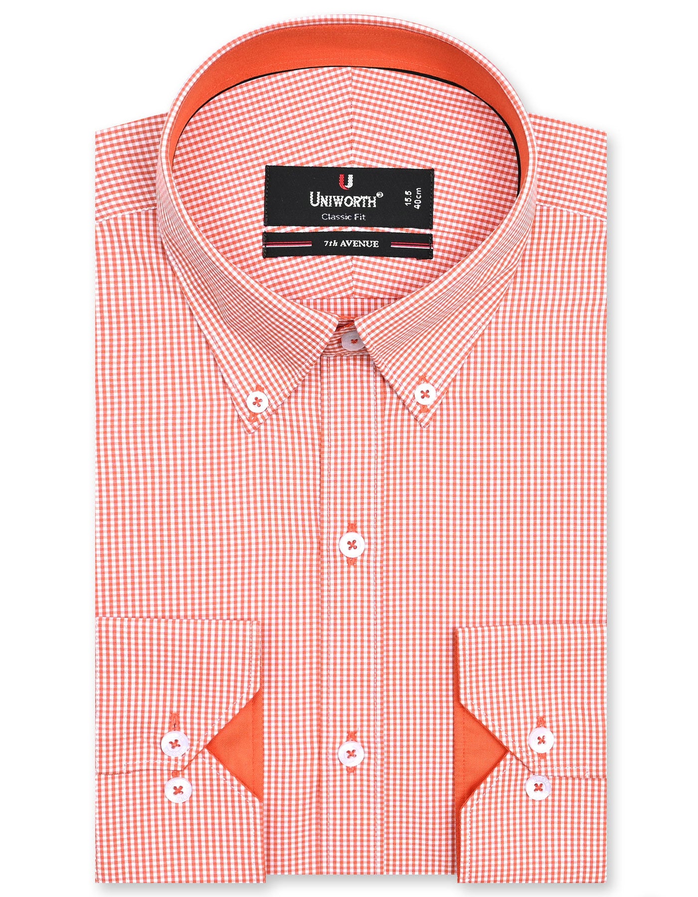 Check Orange Classic Fit Shirt FS1115RF-14.5