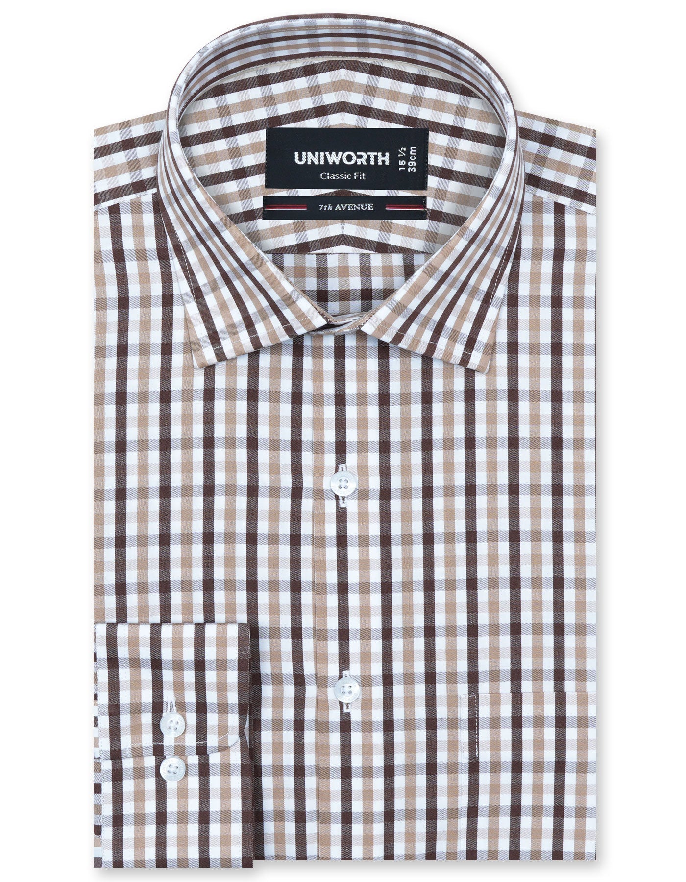 Check D Brown Classic Fit Shirt FS1119RF-14.5