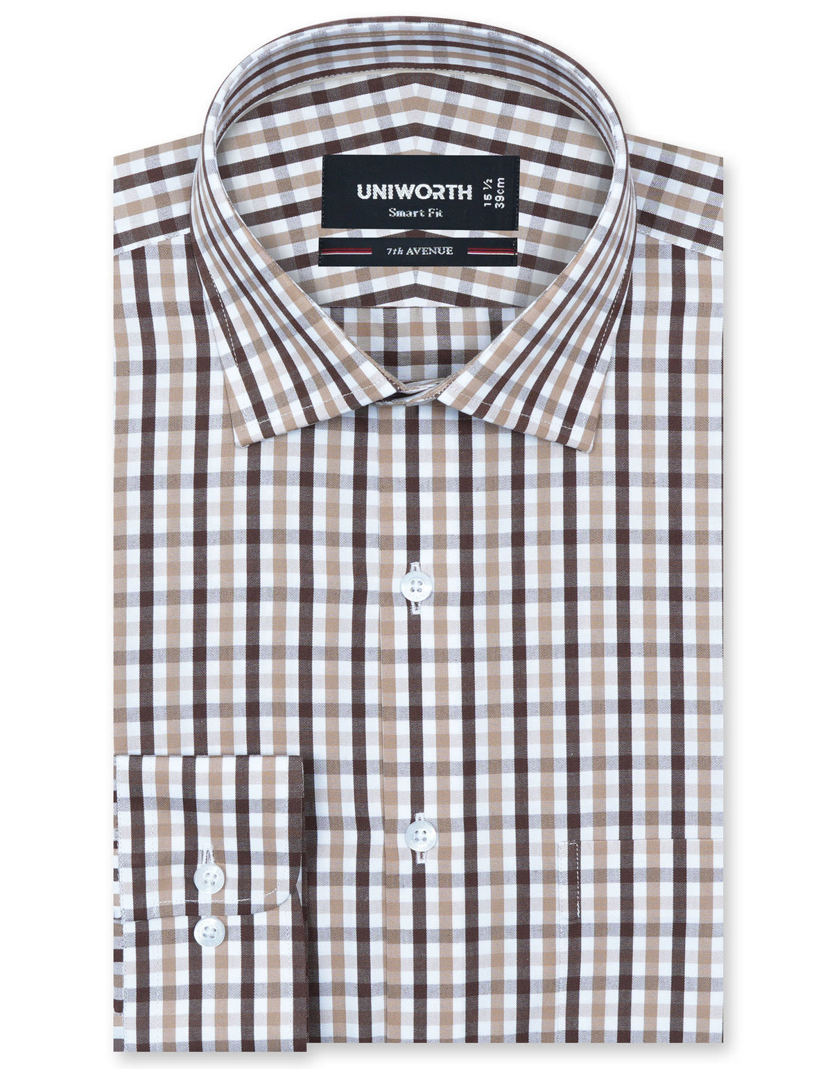 Check D Brown Tailored Smart Fit Shirt FS1119SF-14.5