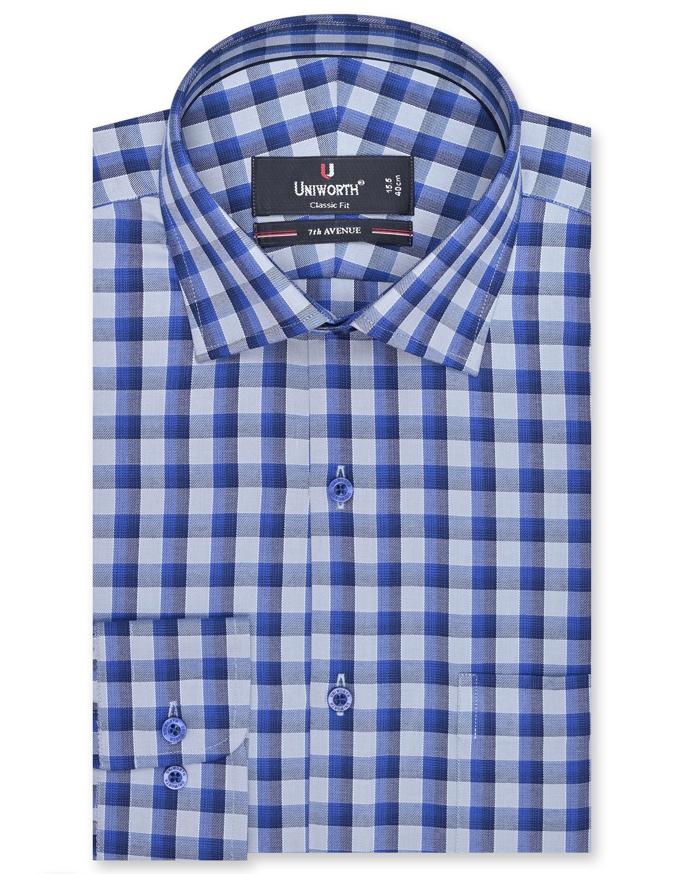 Check River Blue Classic Fit Shirt FS1120RF-14.5