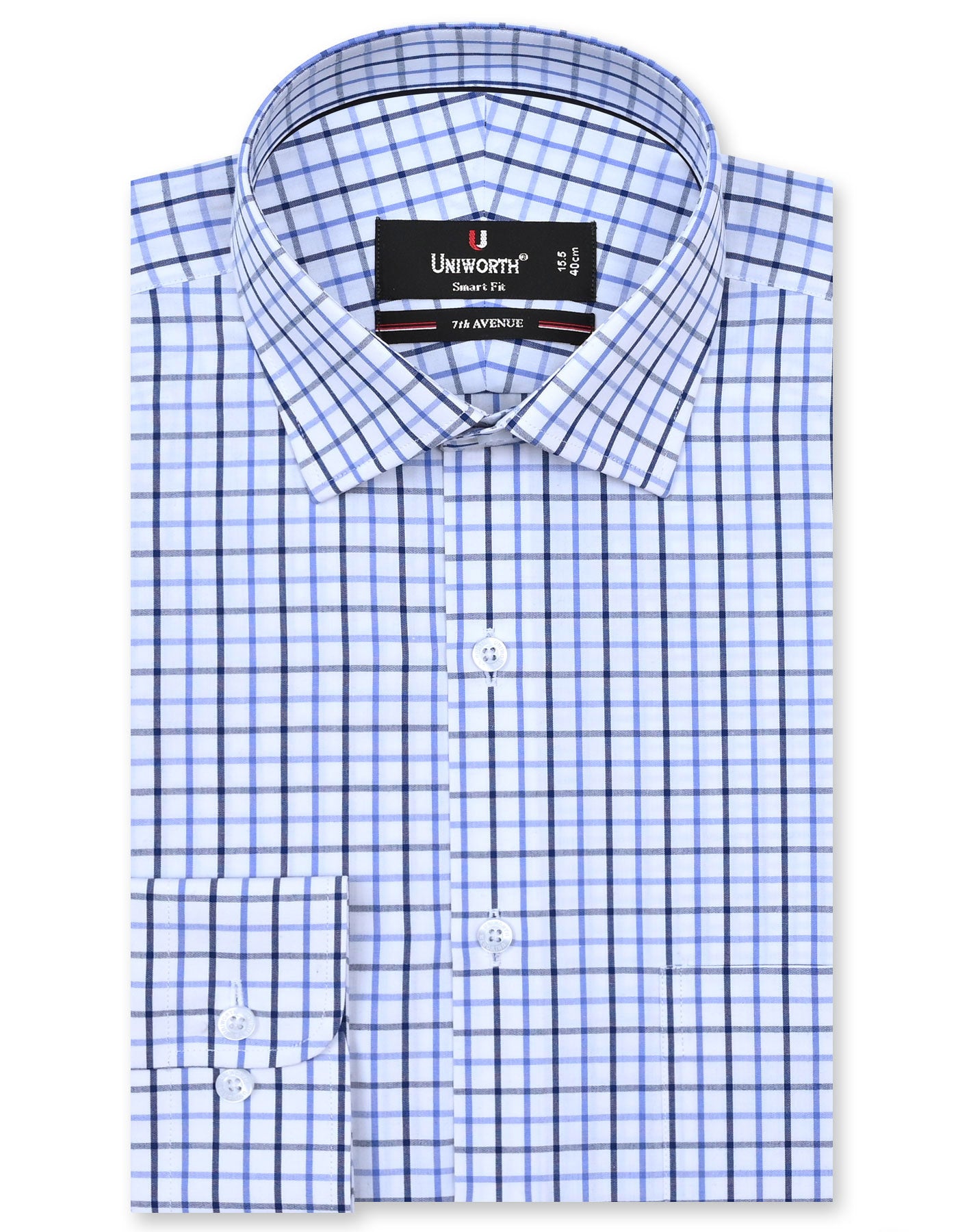 Check Navy Tailored Smart Fit Shirt FS1121SF-14.5