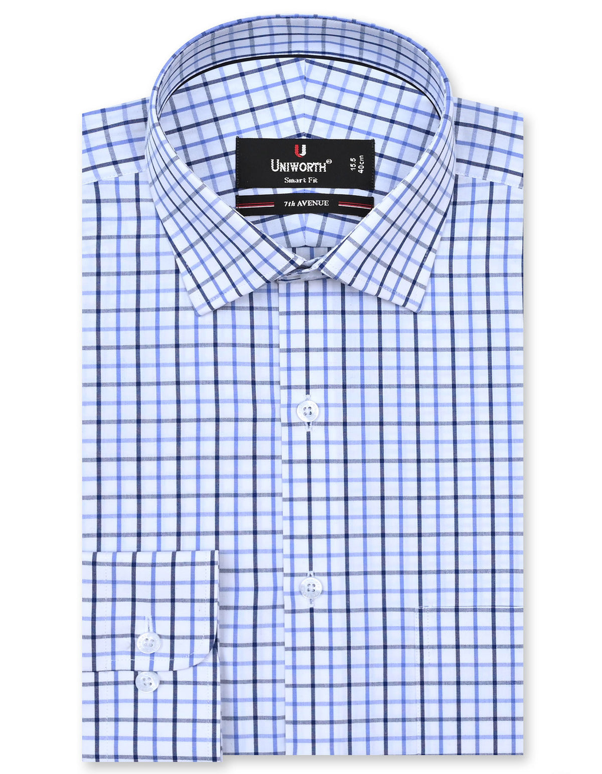 Check Navy Tailored Smart Fit Shirt FS1121SF-14.5
