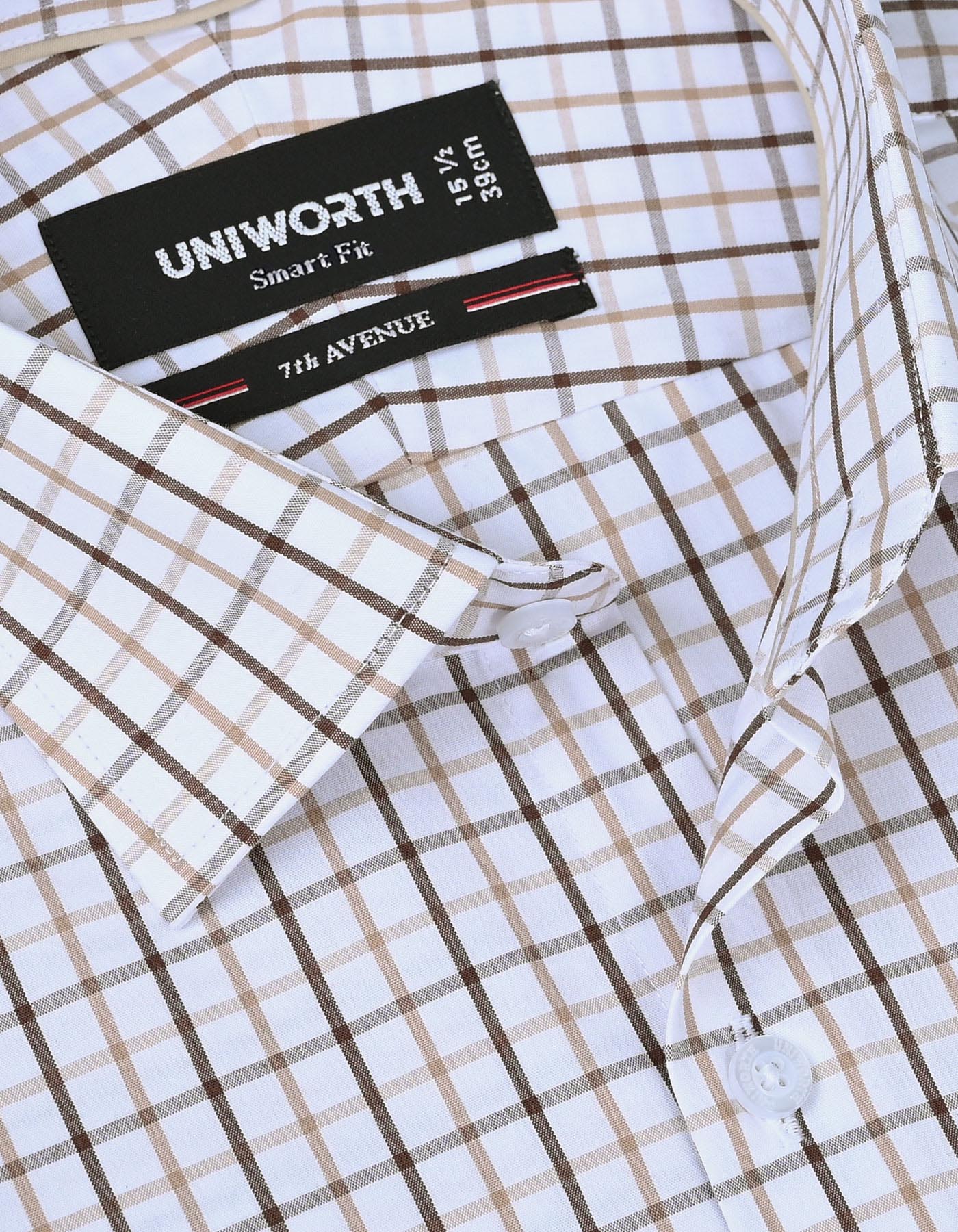 Check Beige Tailored Smart Fit Shirt FS1123SF-15