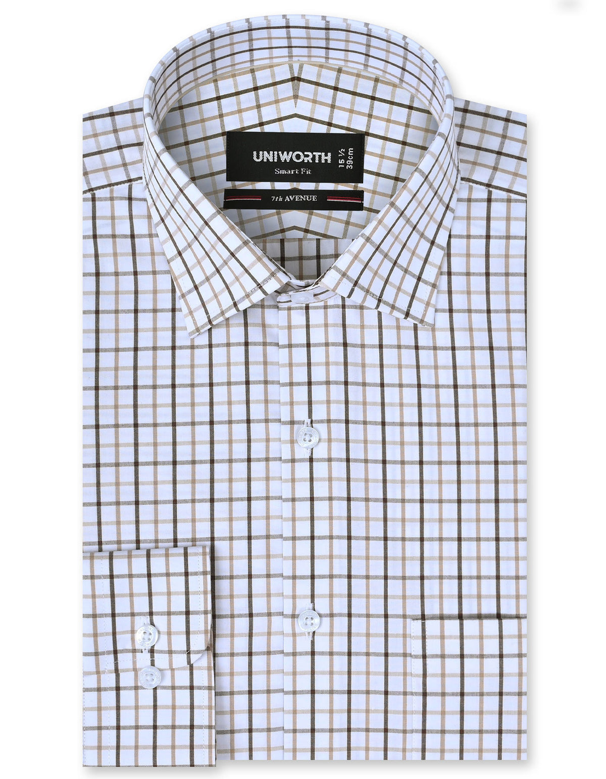 Check Beige Tailored Smart Fit Shirt FS1123SF-14.5