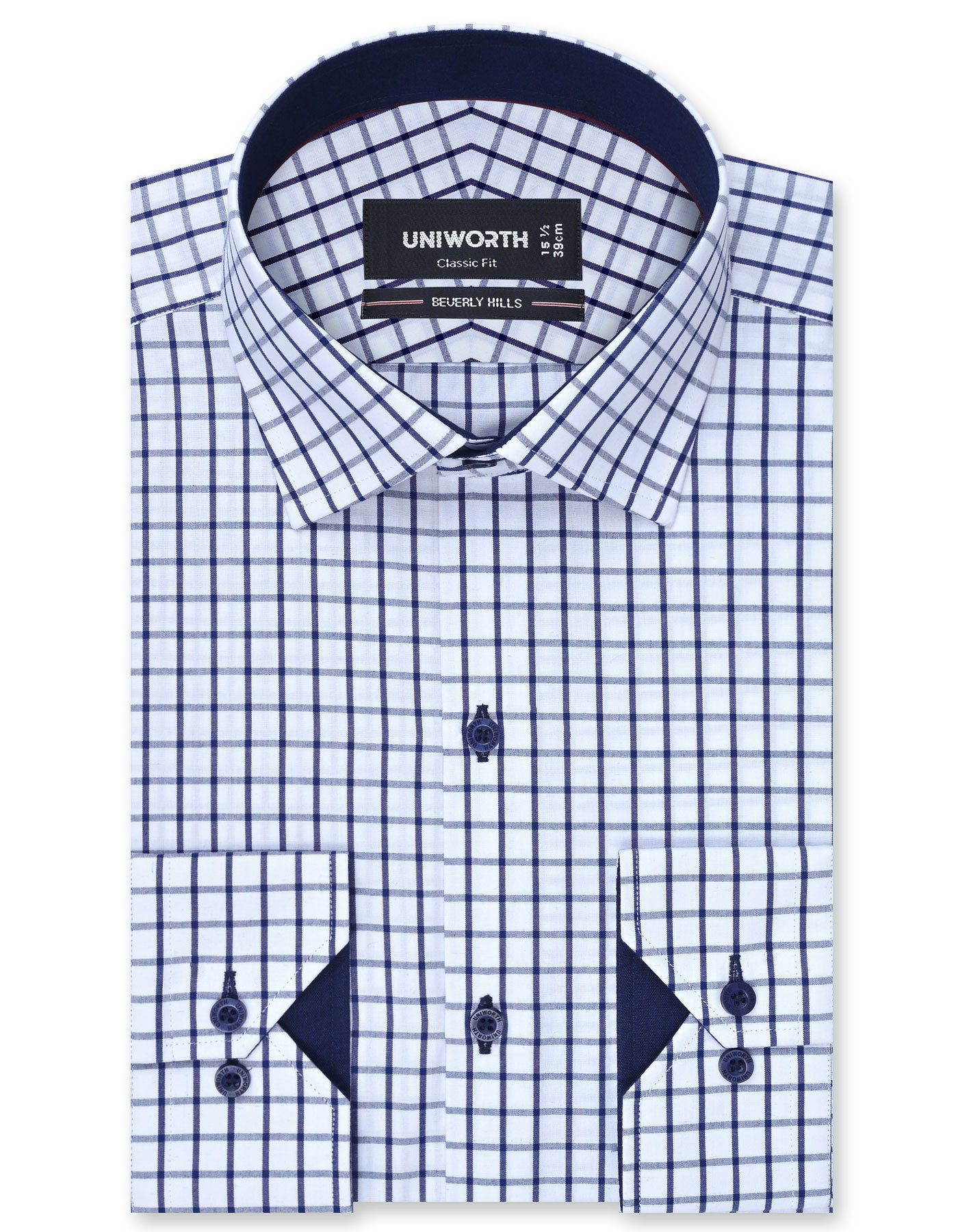 Check Navy Classic Fit Shirt FS1124RF-14.5