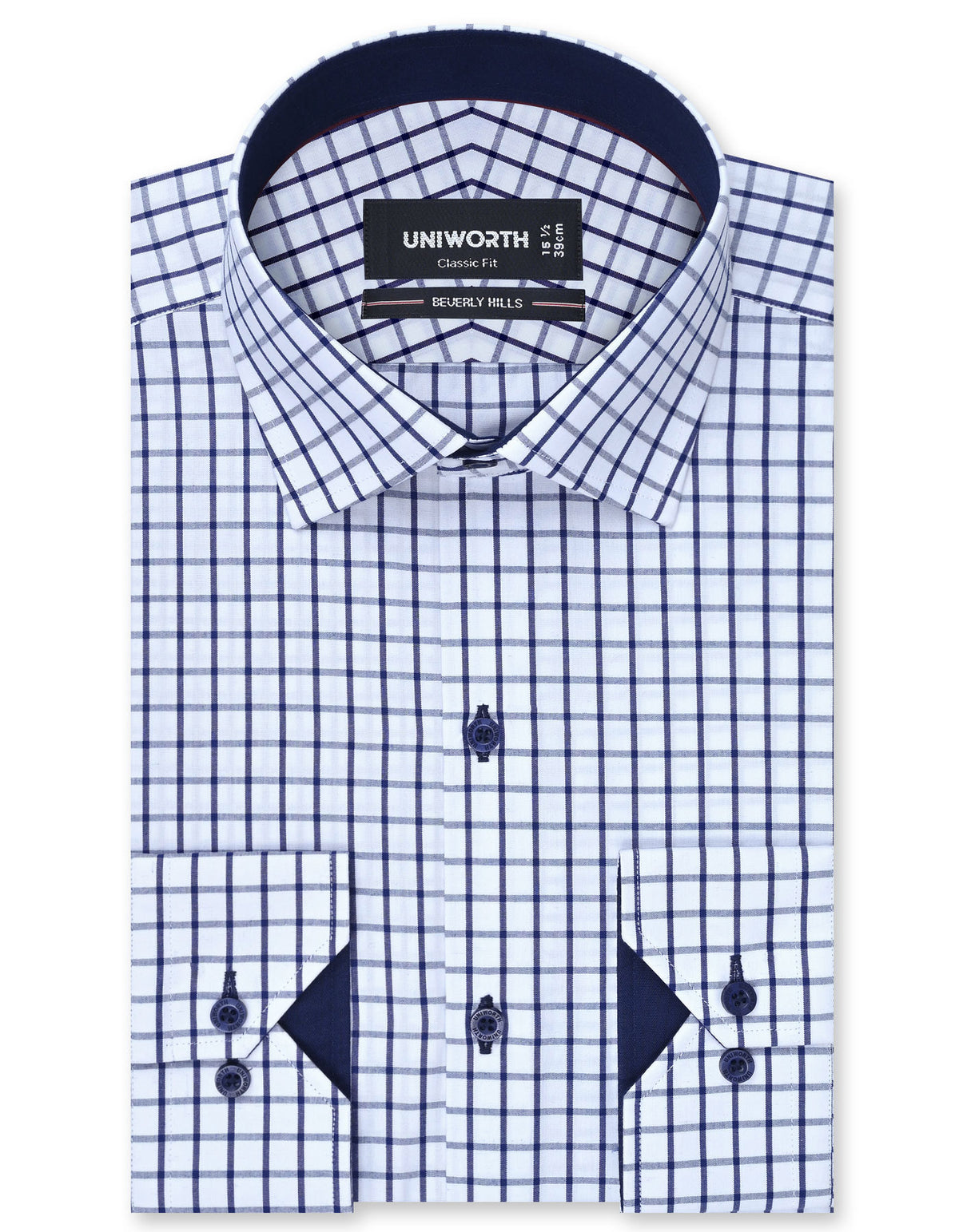 Check Navy Classic Fit Shirt FS1124RF-14.5