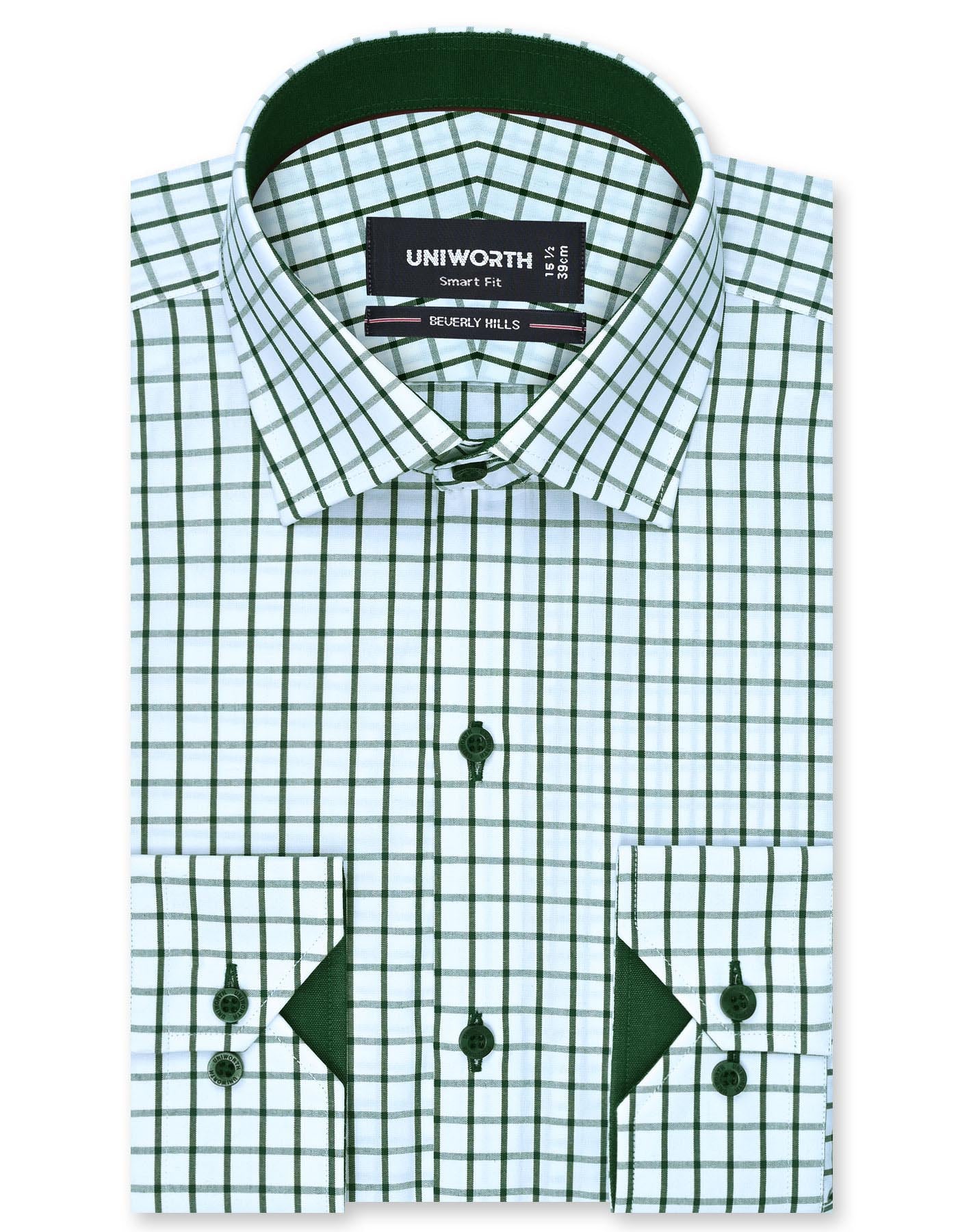 Check Green Smart Fit Shirt FS1126SF-14.5