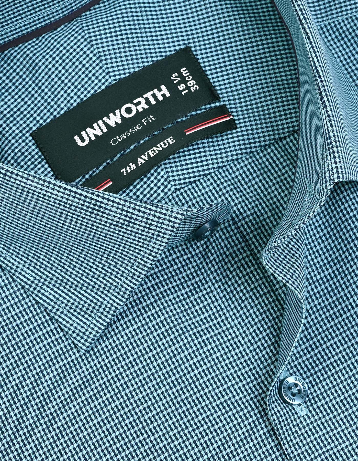 Check Teal Classic Fit Shirt FS1137RF-15