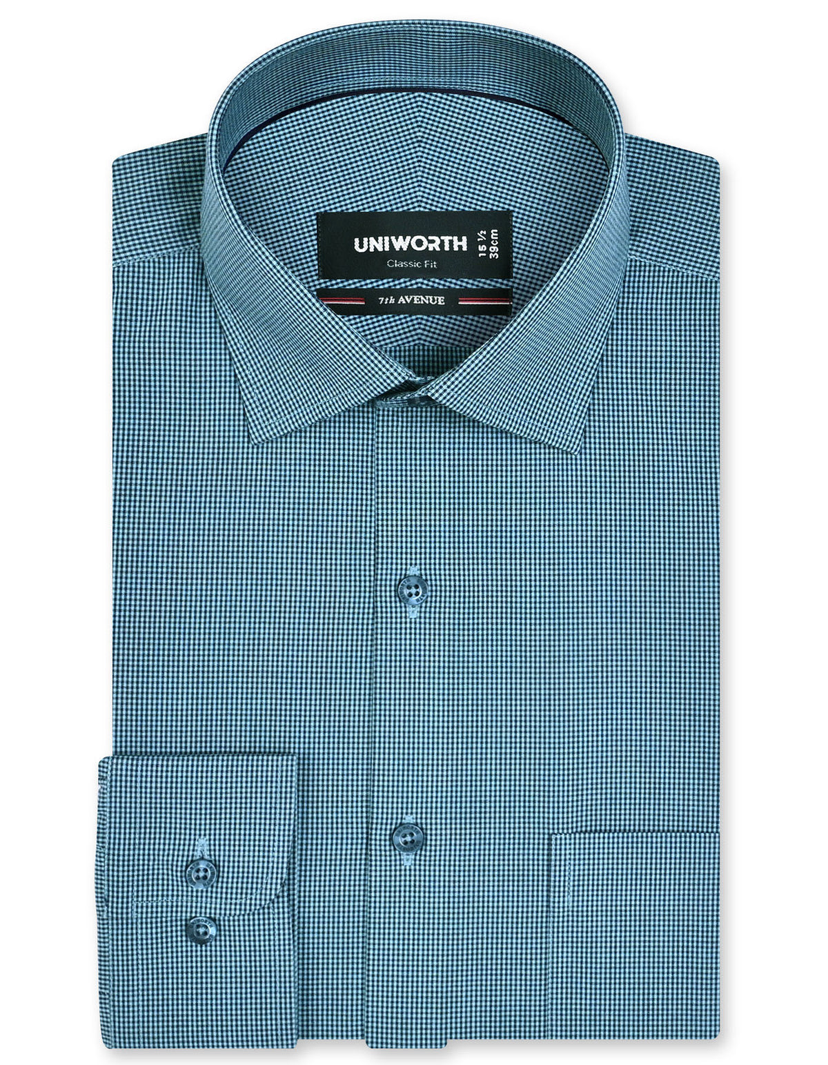 Check Teal Classic Fit Shirt FS1137RF-14.5