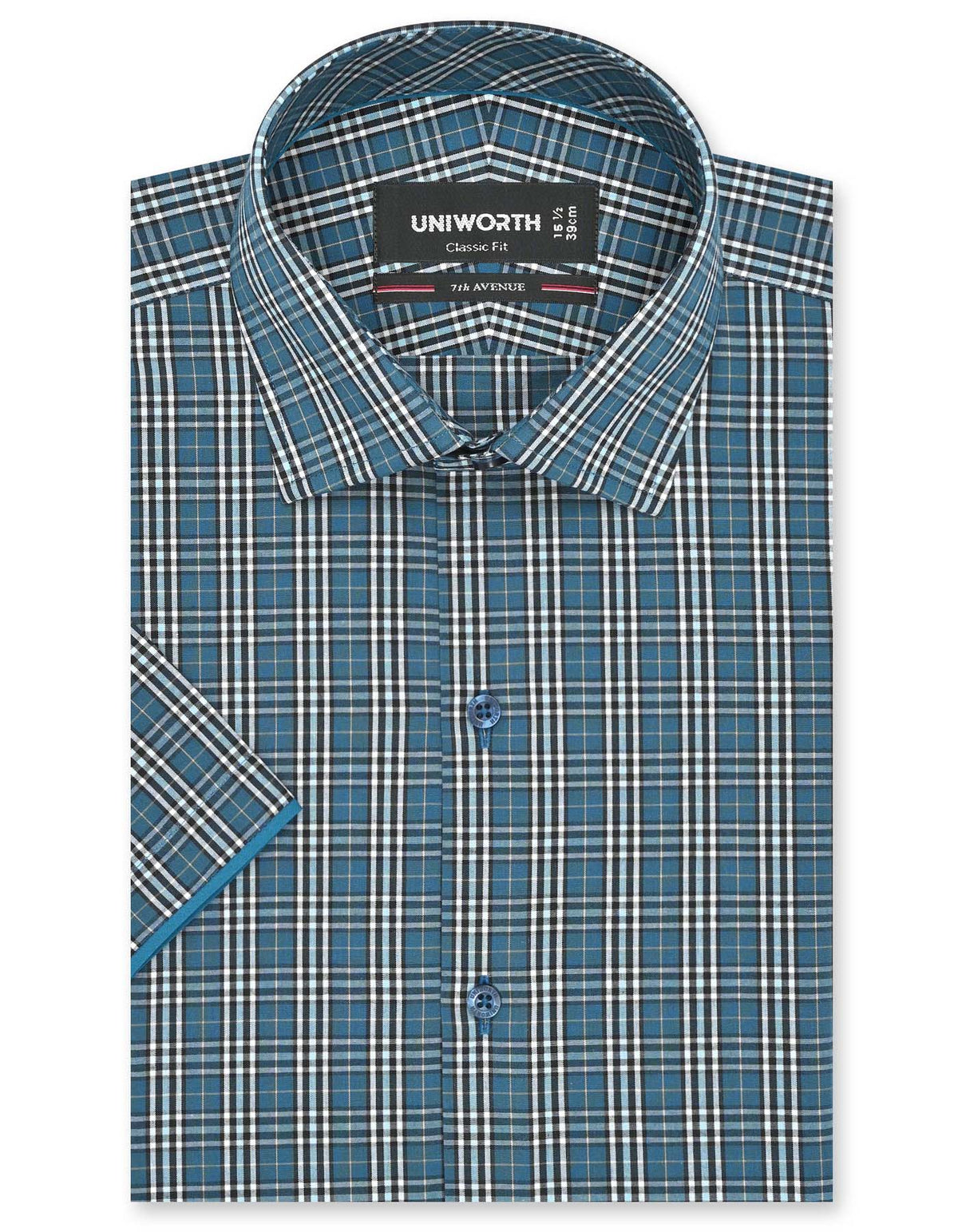 Check Teal Classic Fit Shirt FS1141RH-14.5