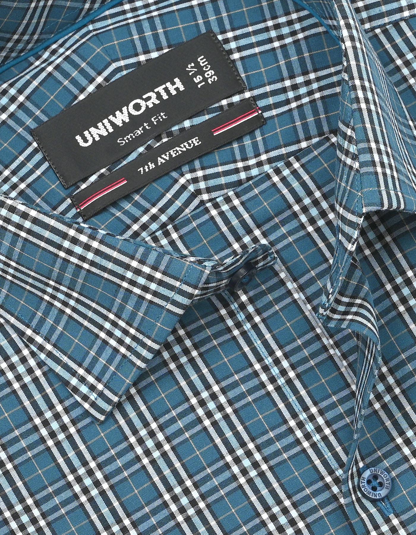 Check Teal Smart Fit Shirt FS1141SH-15