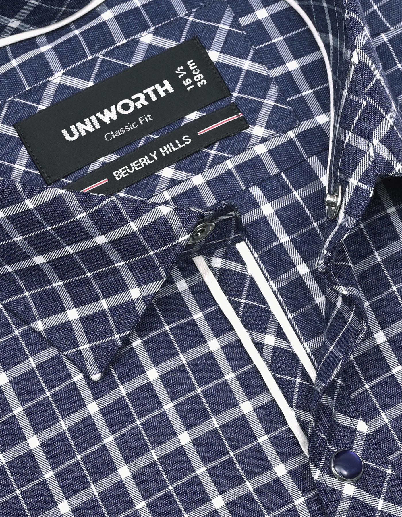 Check Navy Classic Fit Shirt FS1146RF-15