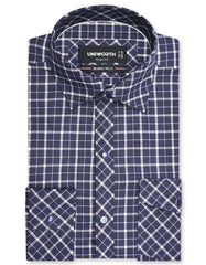 Check Navy Tailored Smart Fit Shirt FS1146SF-14.5