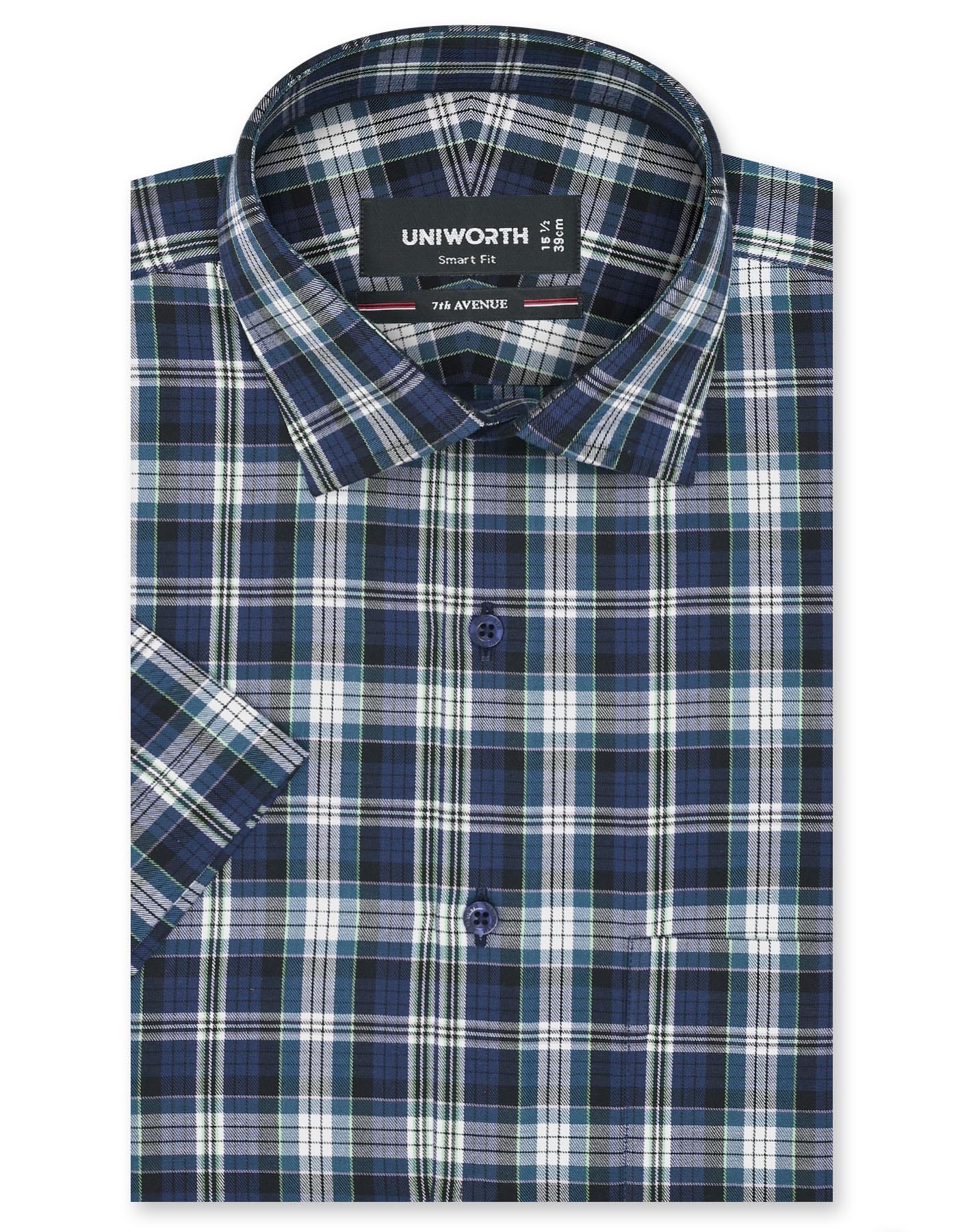 Check Navy Smart Fit Shirt FS1149SH-14.5
