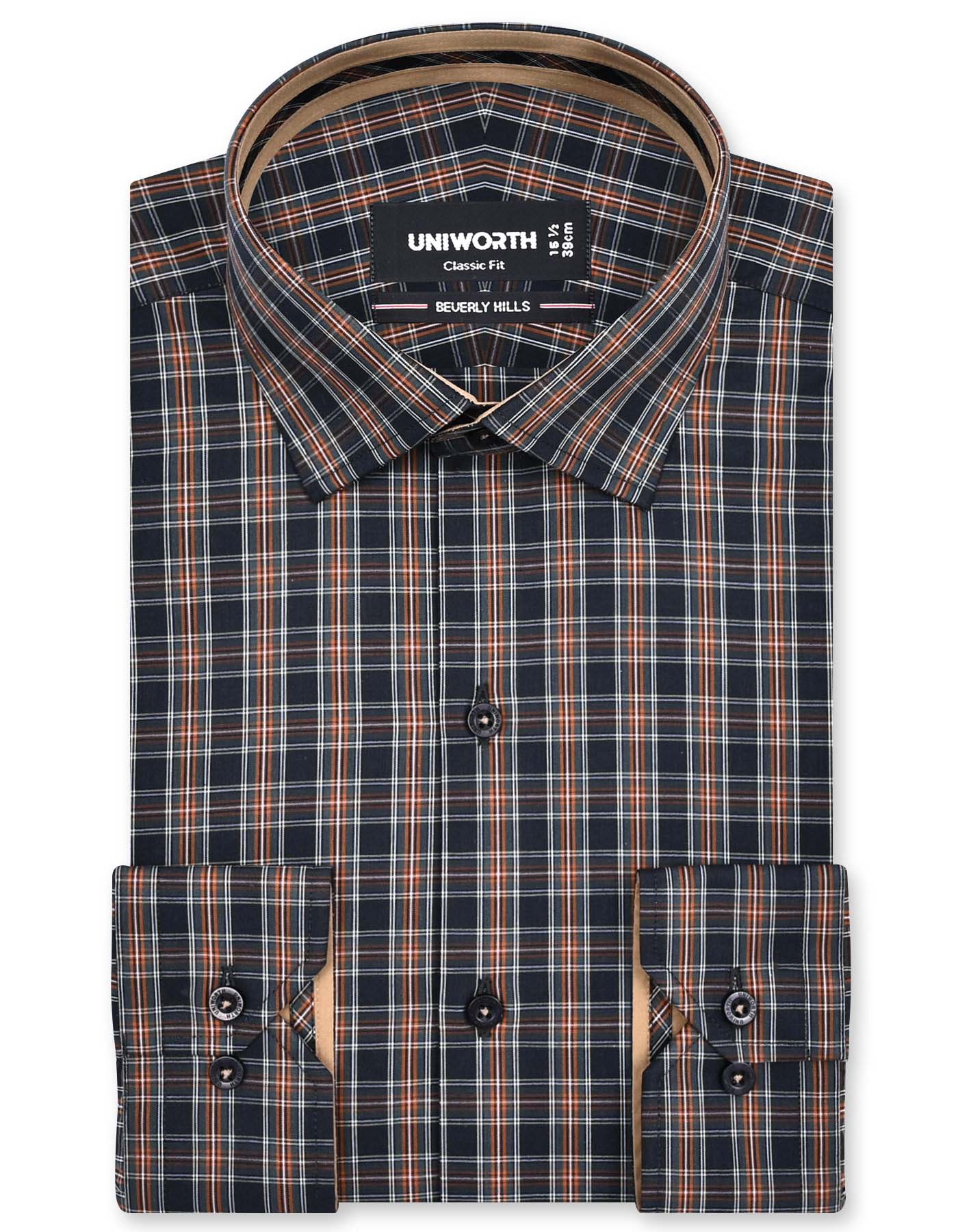 Check Brown Classic Fit Shirt FS1157RF-14.5