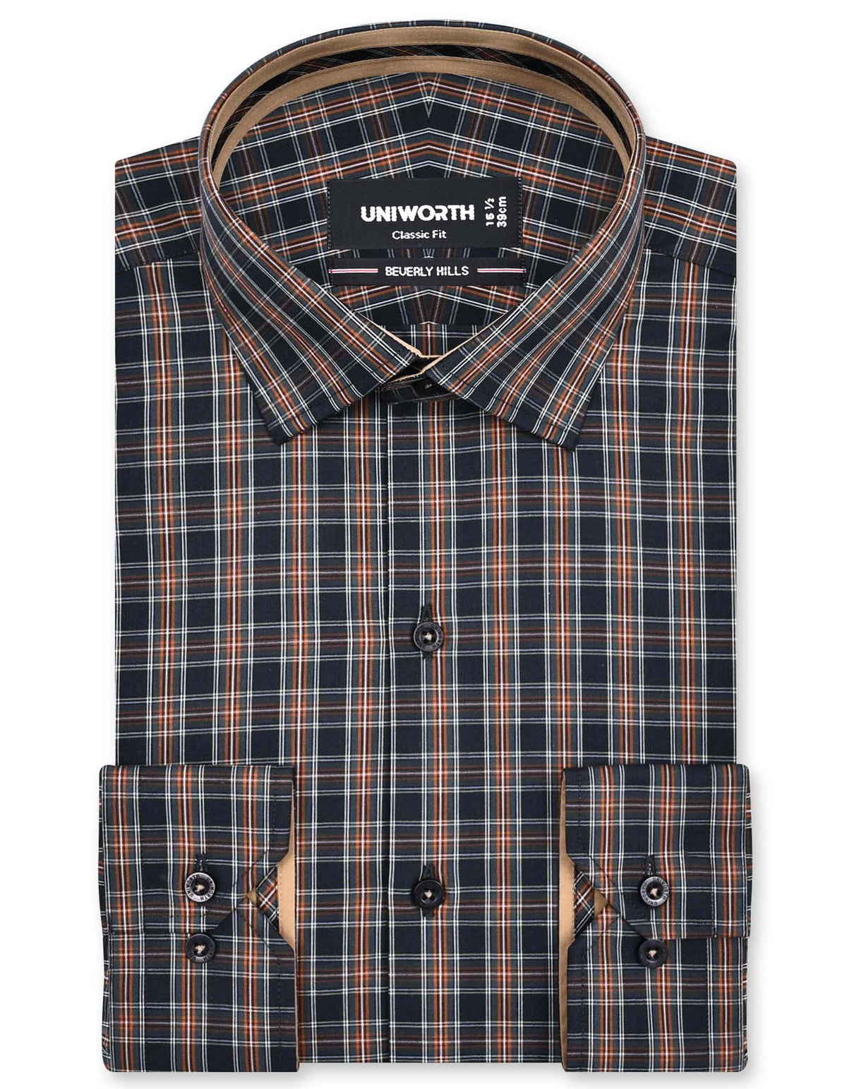Check Brown Classic Fit Shirt FS1157RF-14.5