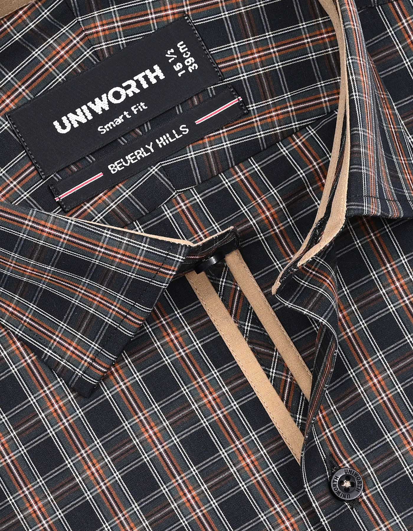 Check Brown Tailored Smart Fit Shirt FS1157SF-15