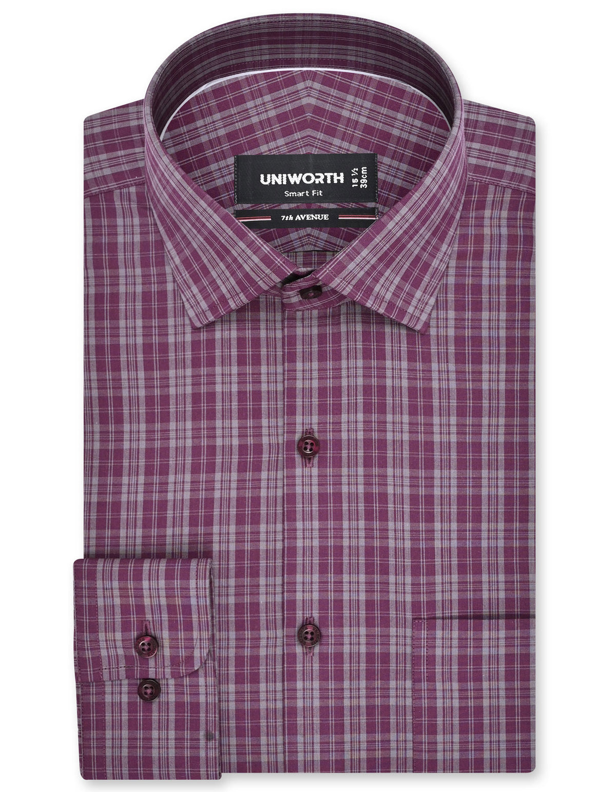 Check Maroon Tailored Smart Fit Shirt FS1160SF-14.5