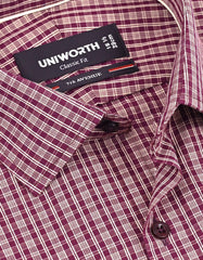 Check Maroon Classic Fit Shirt FS1165-1RF-15