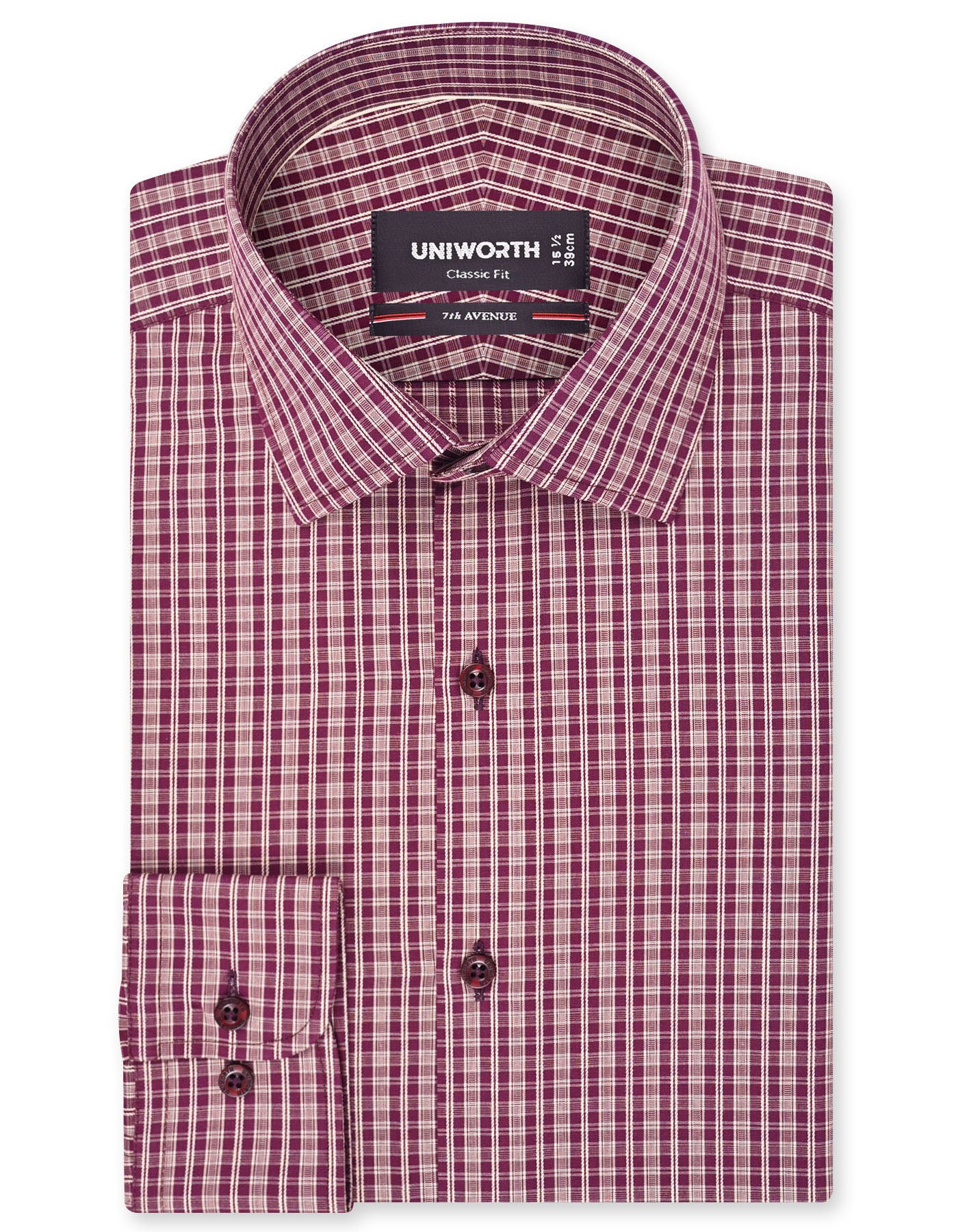 Check Maroon Classic Fit Shirt FS1165-1RF-14.5