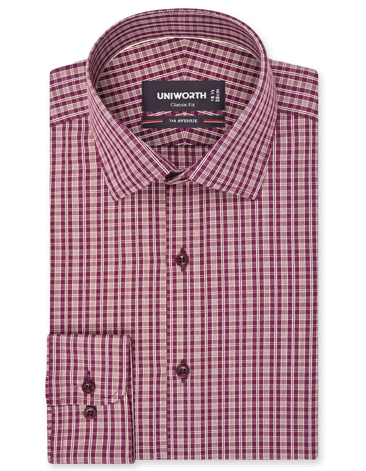 Check Maroon Classic Fit Shirt FS1165-1RF-14.5