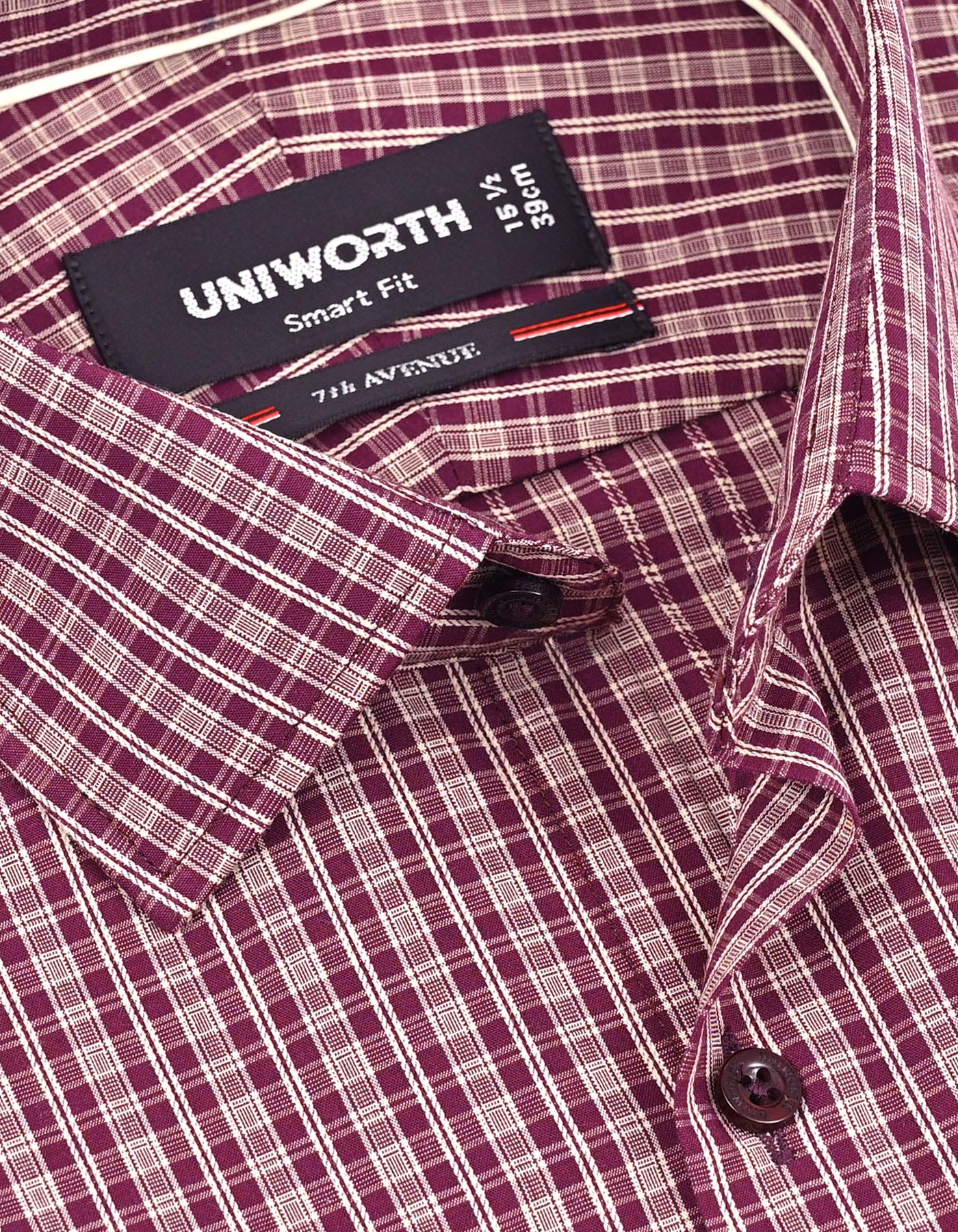 Check Maroon Tailored Smart Fit Shirt FS1165-1SF-15