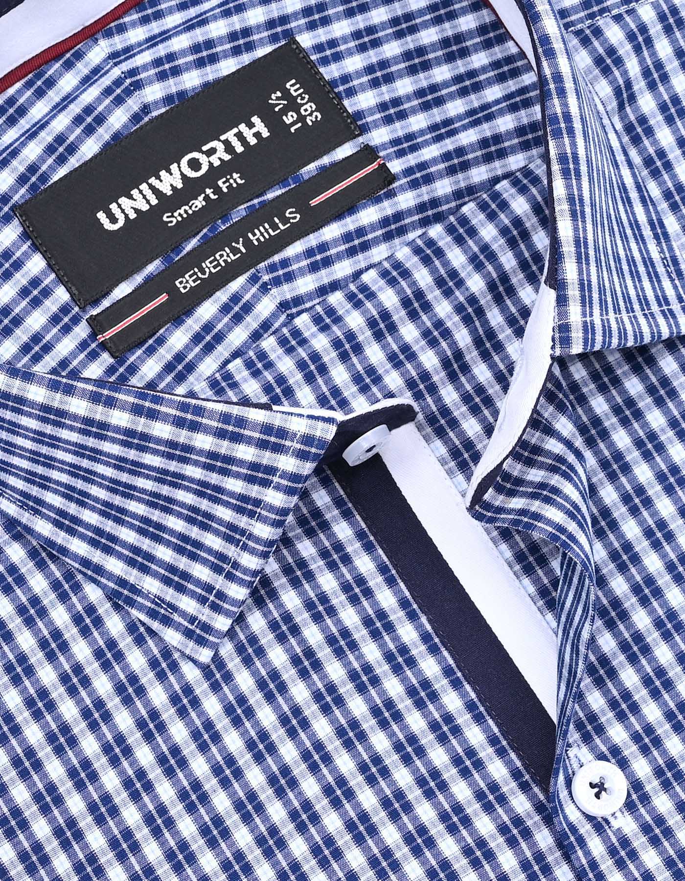 Check Navy Tailored Smart Fit Shirt FS1167SF-15