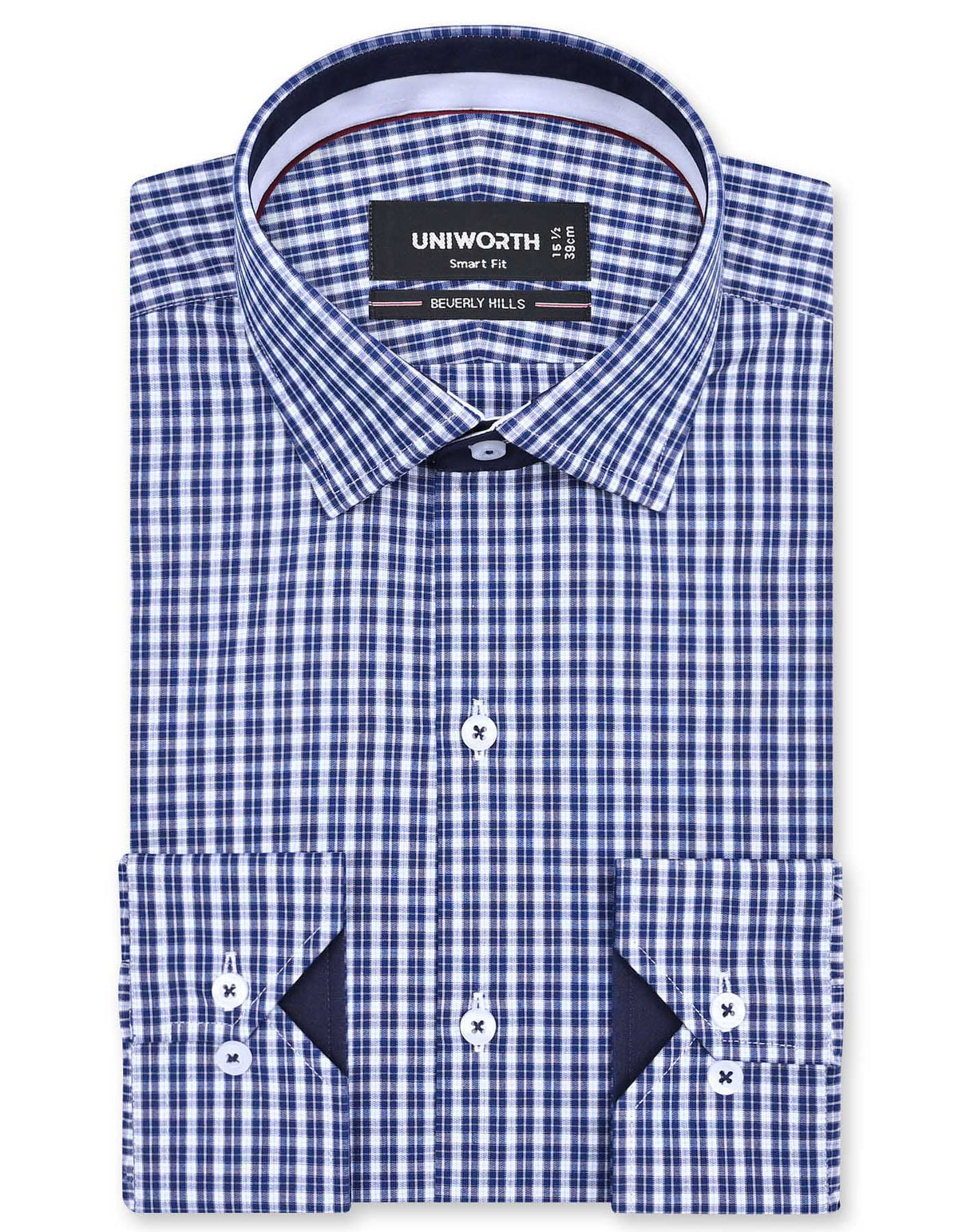 Check Navy Tailored Smart Fit Shirt FS1167SF-14.5