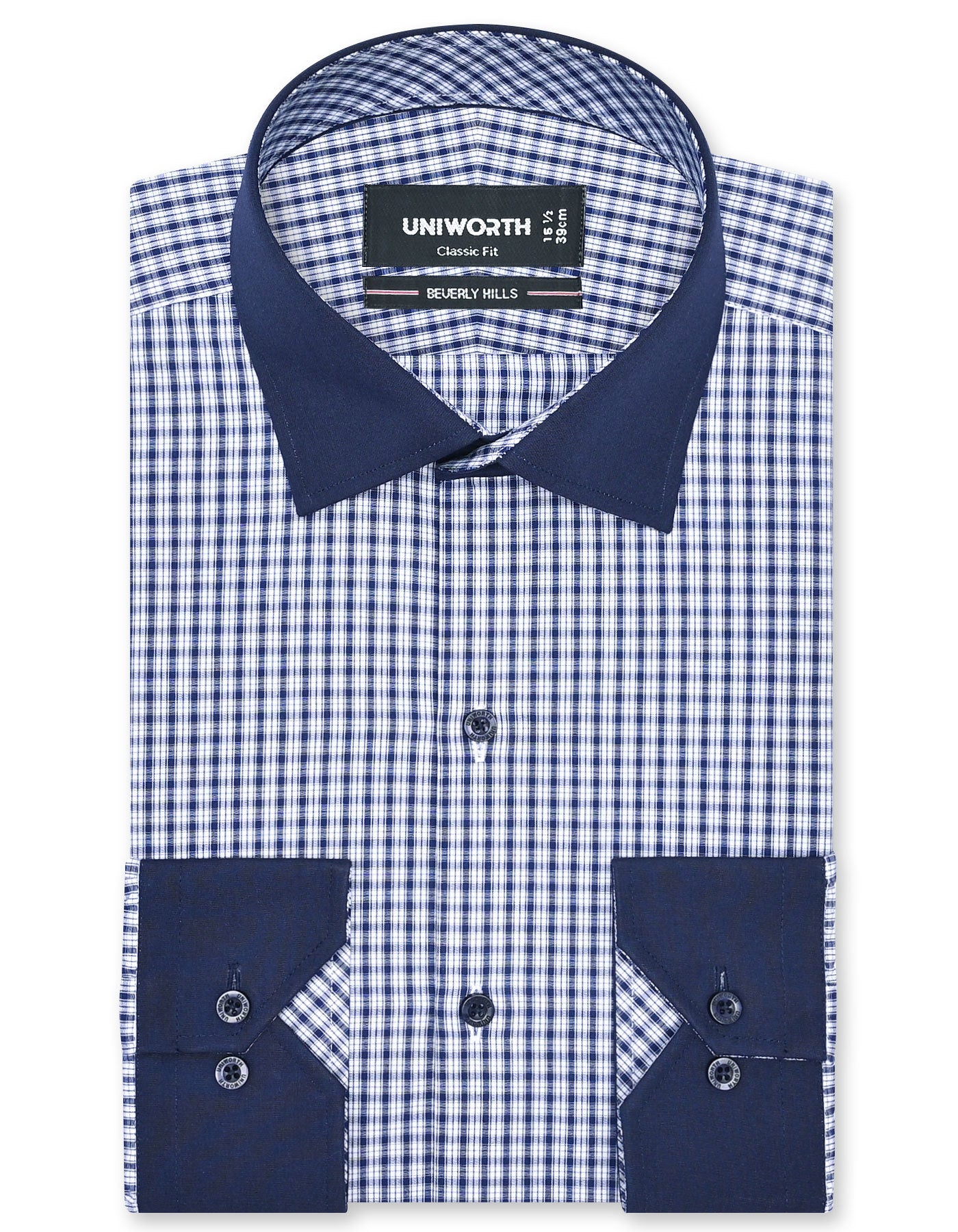 Check Navy Classic Fit Shirt FS1176RF-14.5