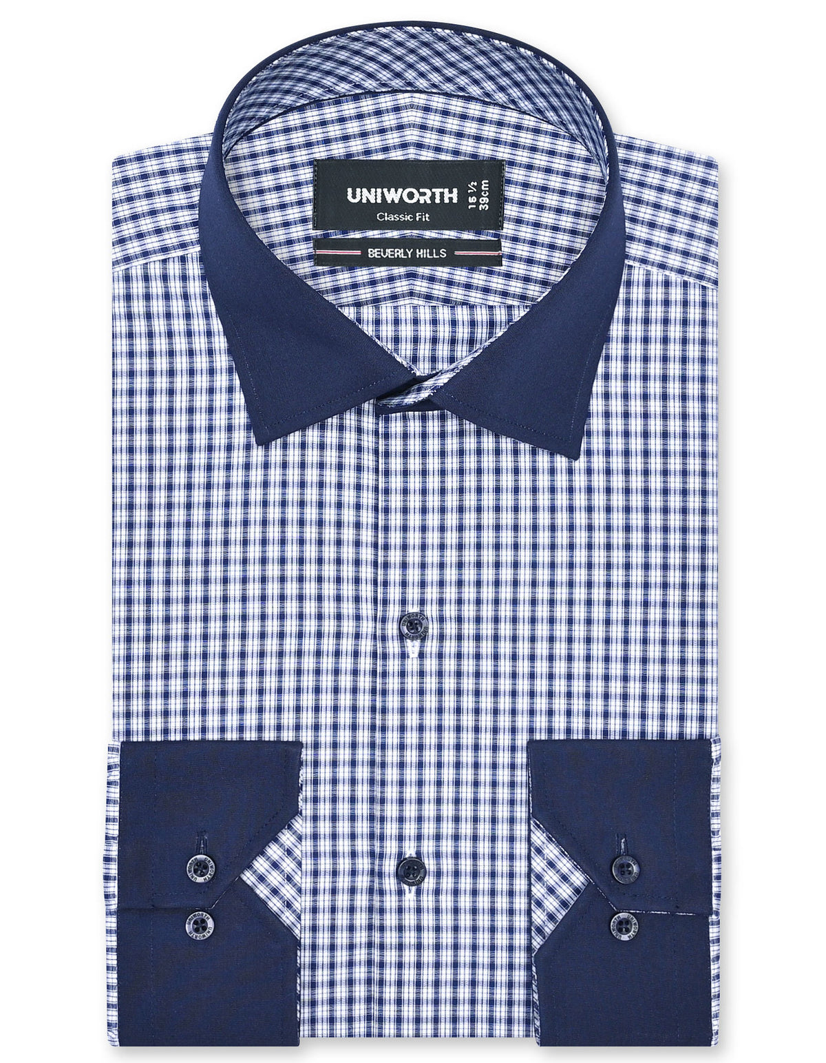 Check Navy Classic Fit Shirt FS1176RF-14.5
