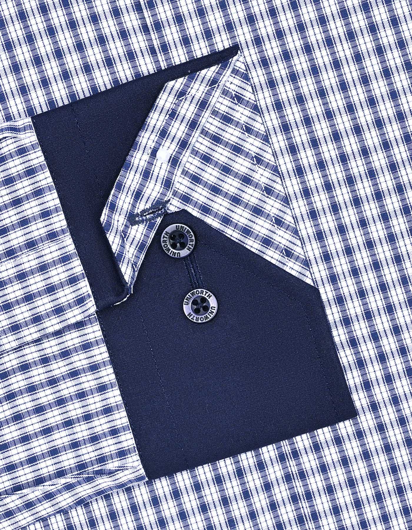 Check Navy Tailored Smart Fit Shirt FS1176SF-15.5