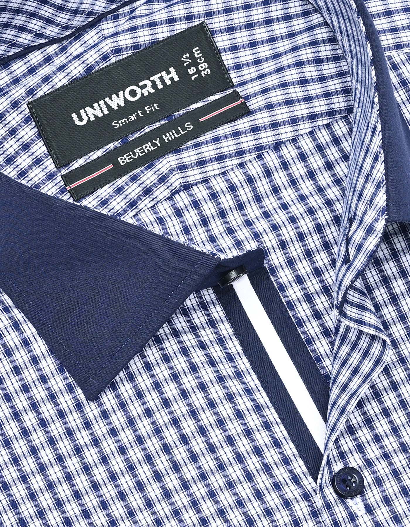 Check Navy Tailored Smart Fit Shirt FS1176SF-15