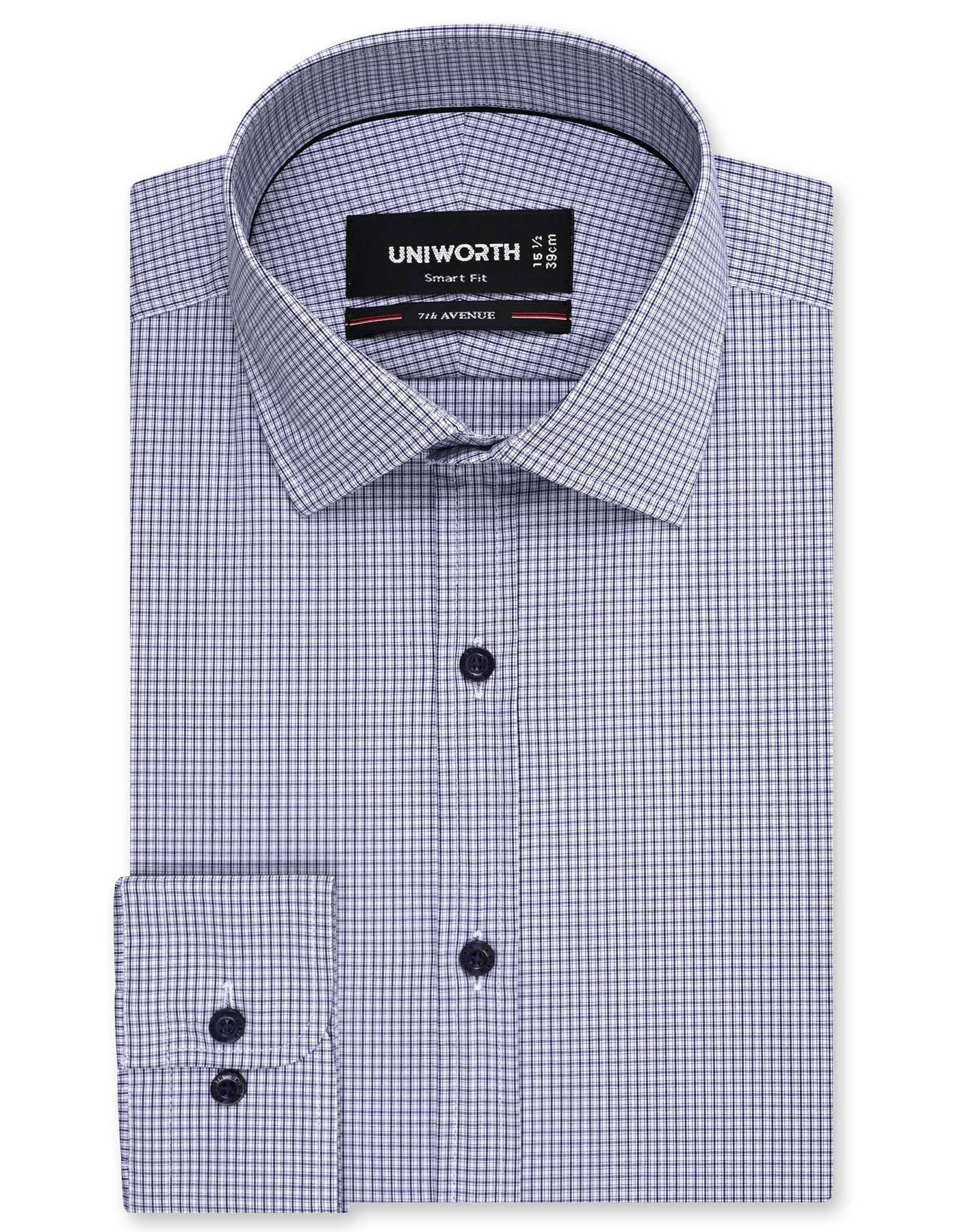 Check Navy Tailored Smart Fit Shirt FS1192SF-14.5