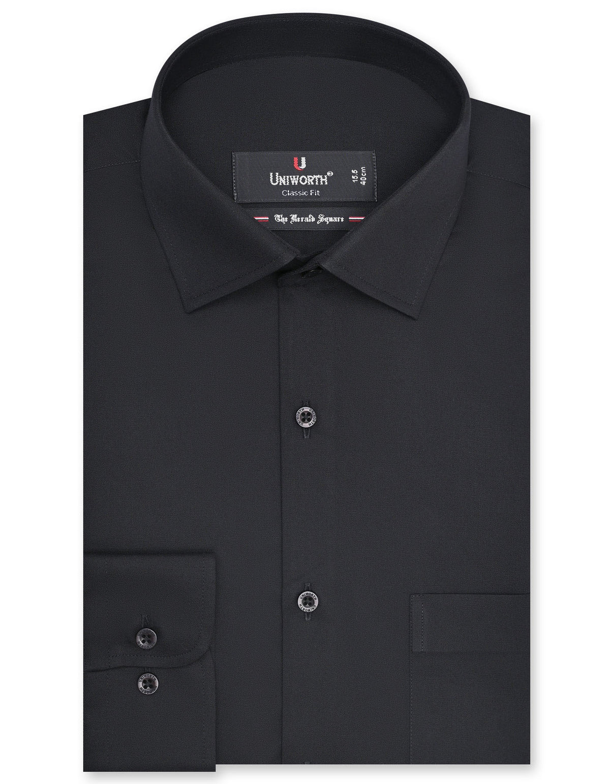 Plain Black Classic Fit Shirt FS1307-6RF-14.5