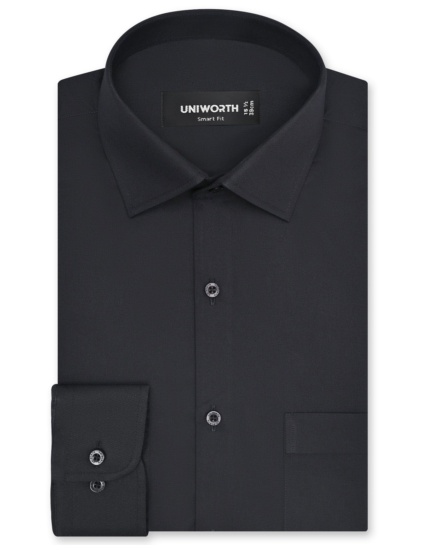 Plain Black Tailored Smart Fit Shirt FS1307-7SF-14.5