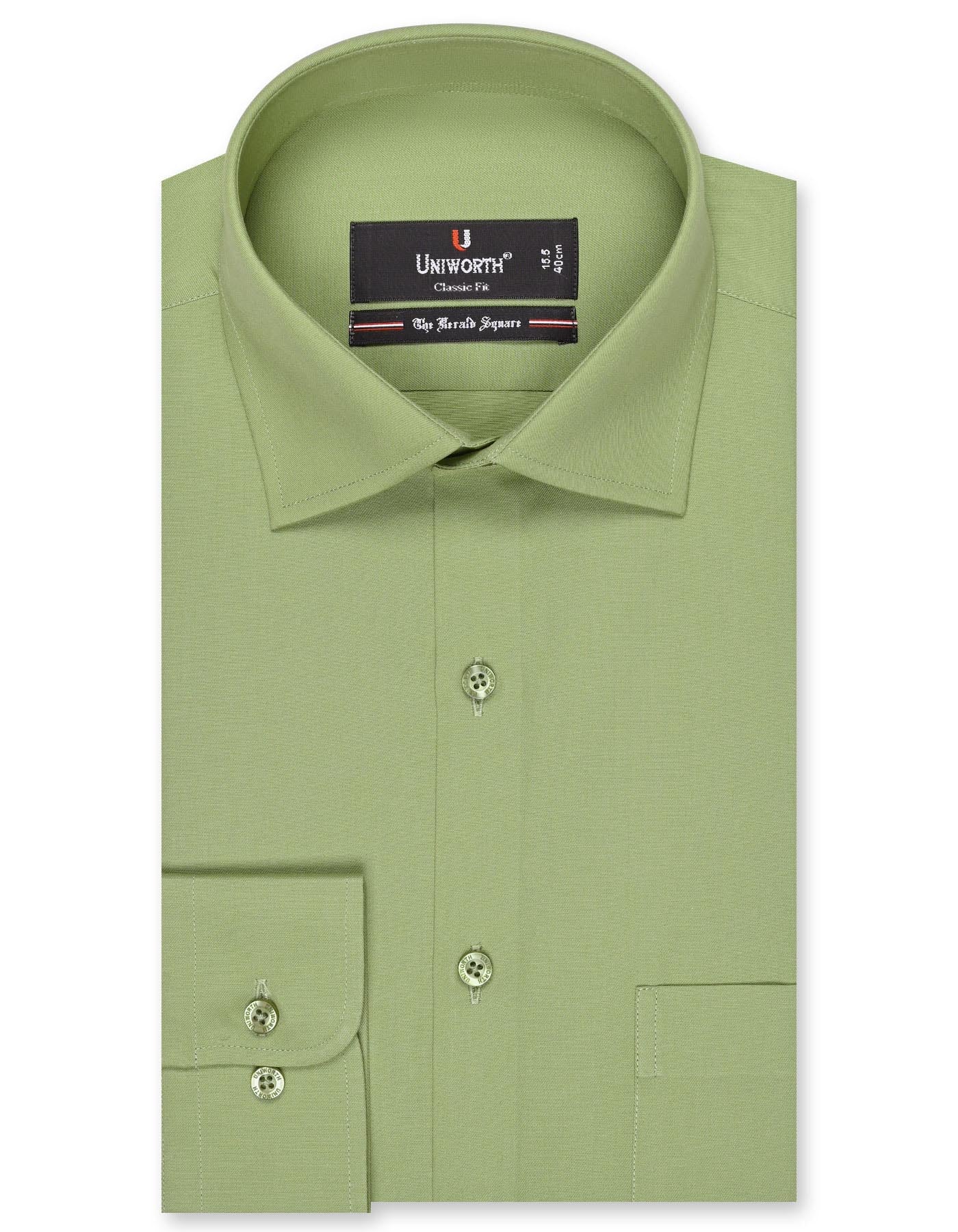 Plain D Olive Classic Fit Shirt FS1333-1RF-14.5